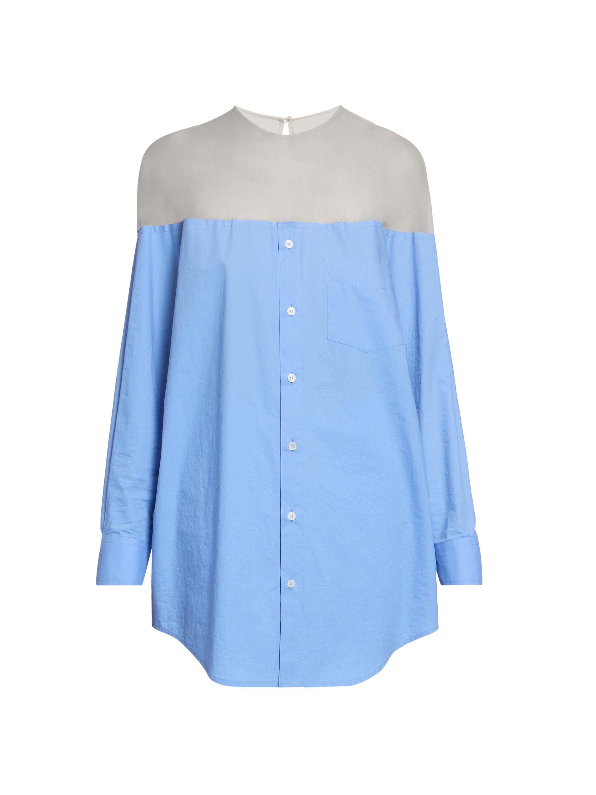 MM6 Maison Margiela Women's Illusion Oversized Cotton Shirt - Sky Blue | Thumbnail 7
