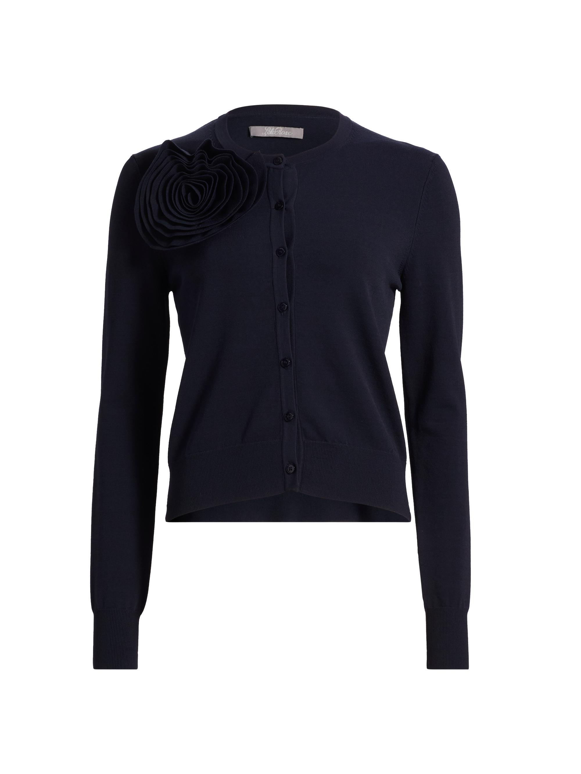 Lela Rose Women's Rosette Knit Cardigan - Navy