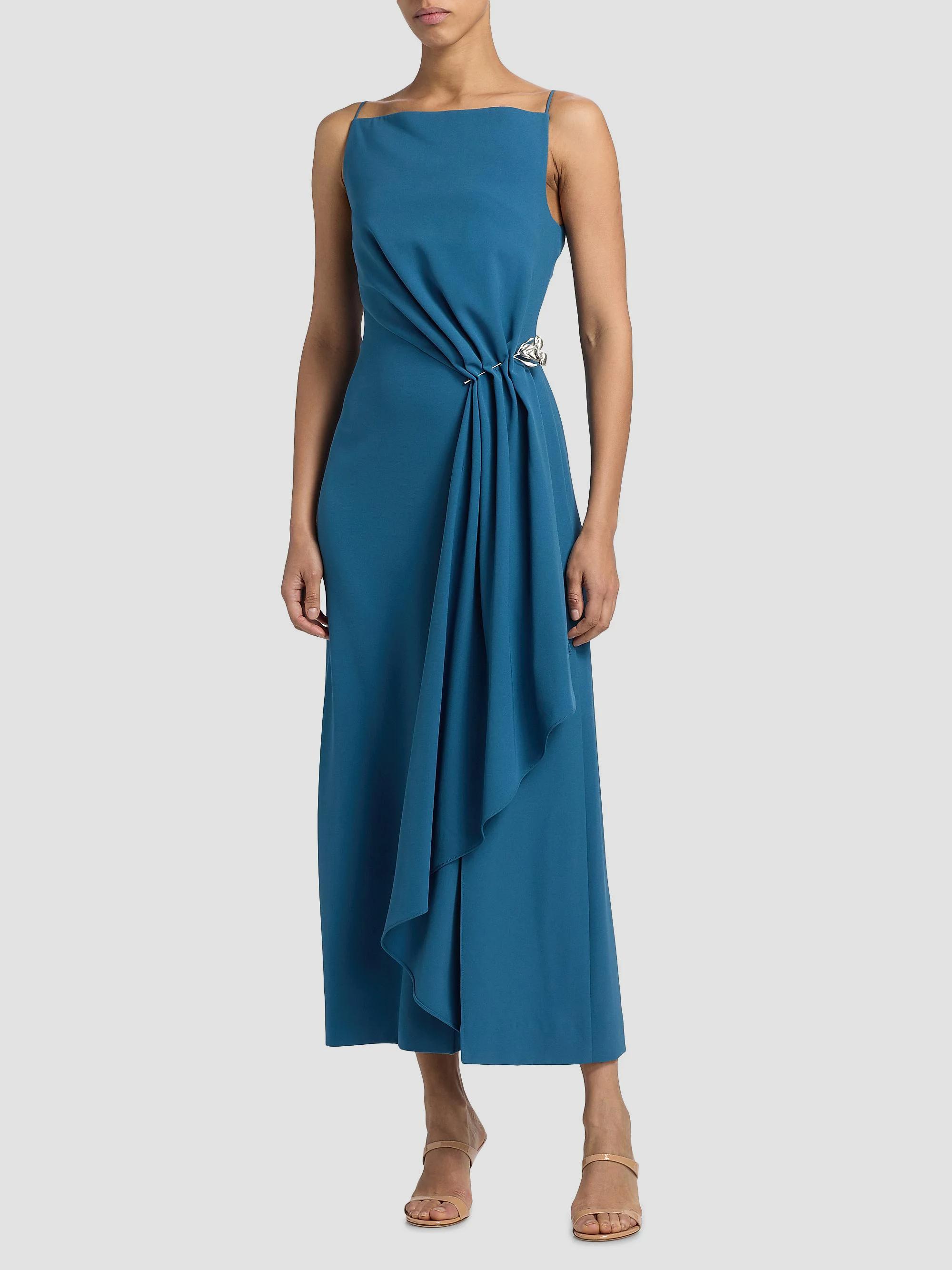 Lela Rose Rose Pin-Detailed Draped Crepe Cocktail Dress | Saks
