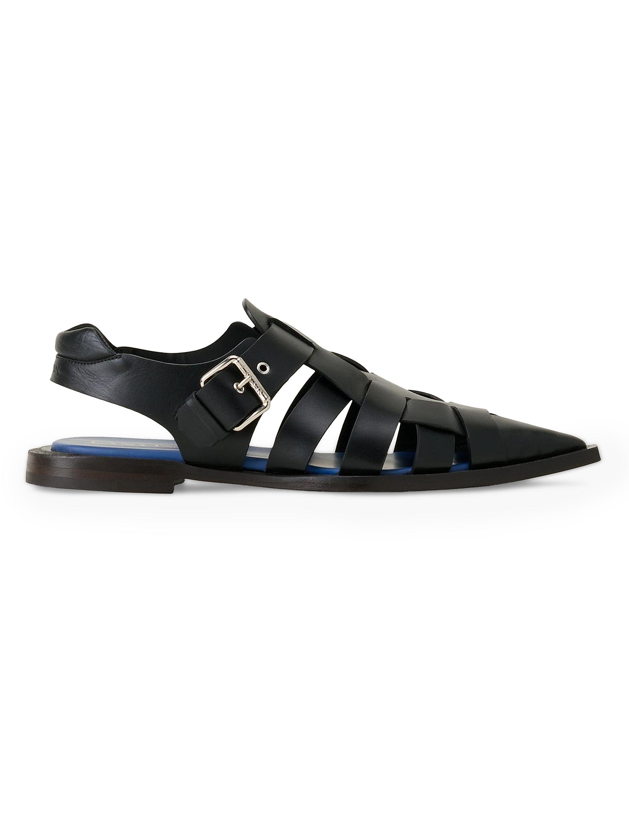 Lanvin Men's Fisherman-Style Leather Sandals - Black