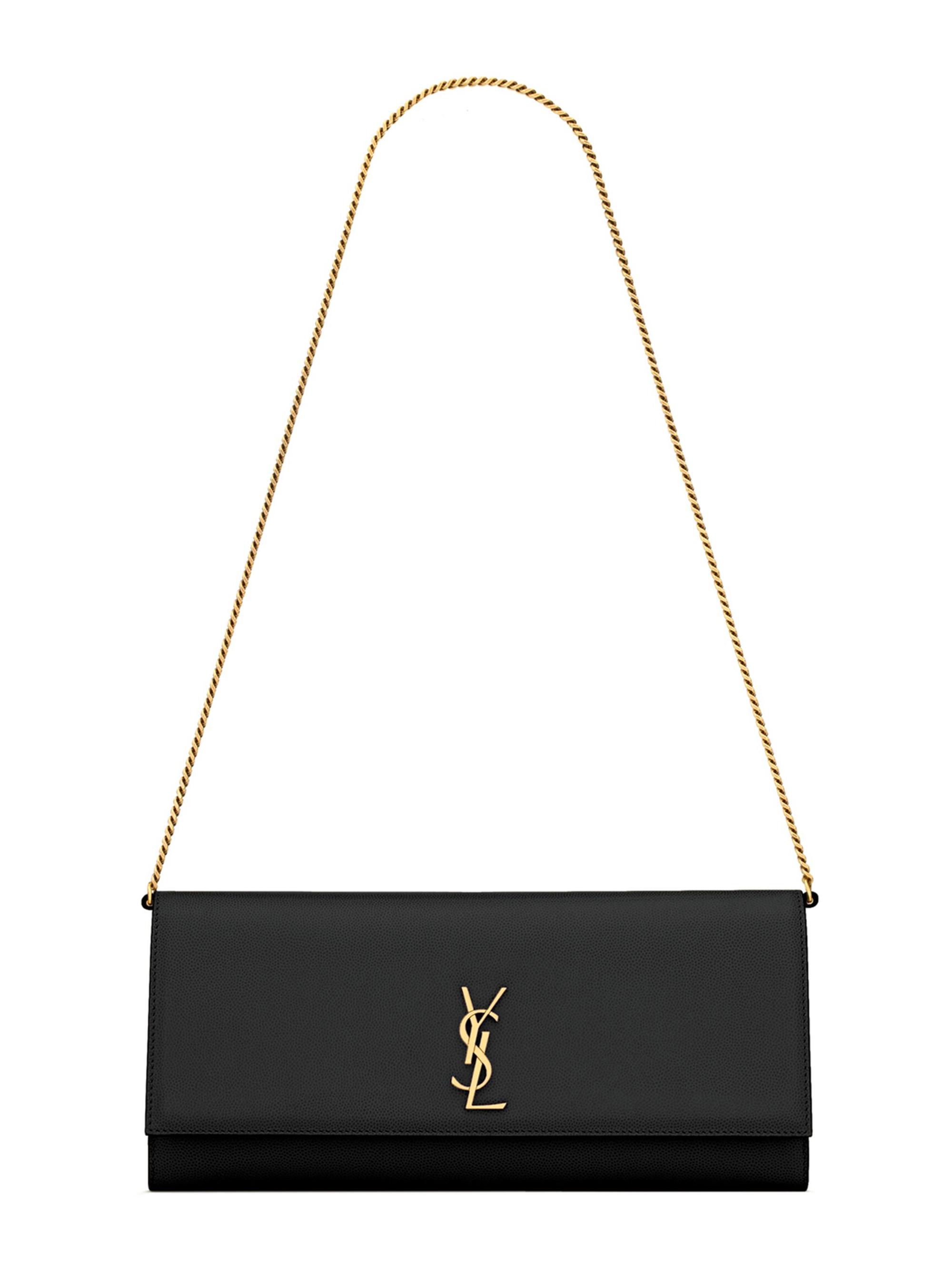 Saint Laurent Women's Kate Clutch in Grain De Poudre Leather - Rouge Cabernet