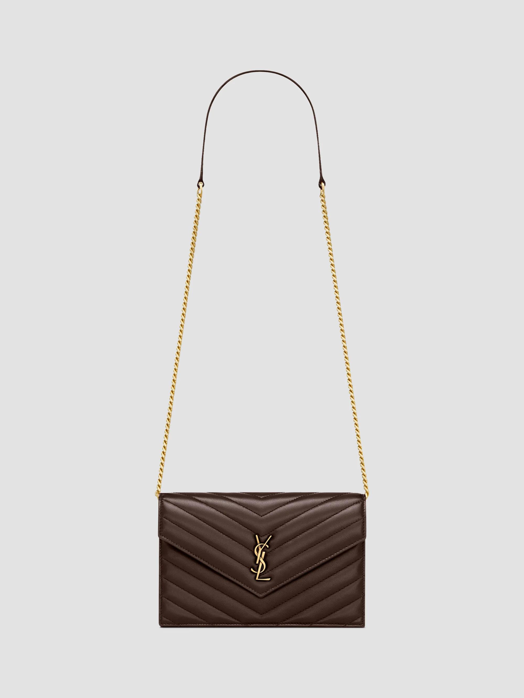 Saint Laurent Cassandre Envelope Chain Wallet in Lambskin Leather