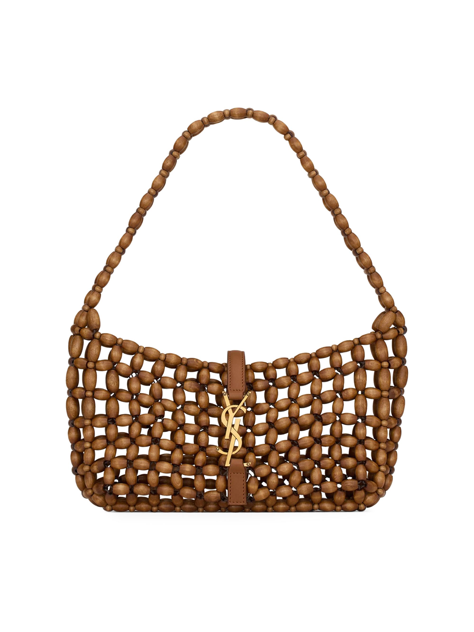 Saint Laurent Women's Le 5 à 7 in Wood Beads Shoulder Bag - Light Wood And Brick
