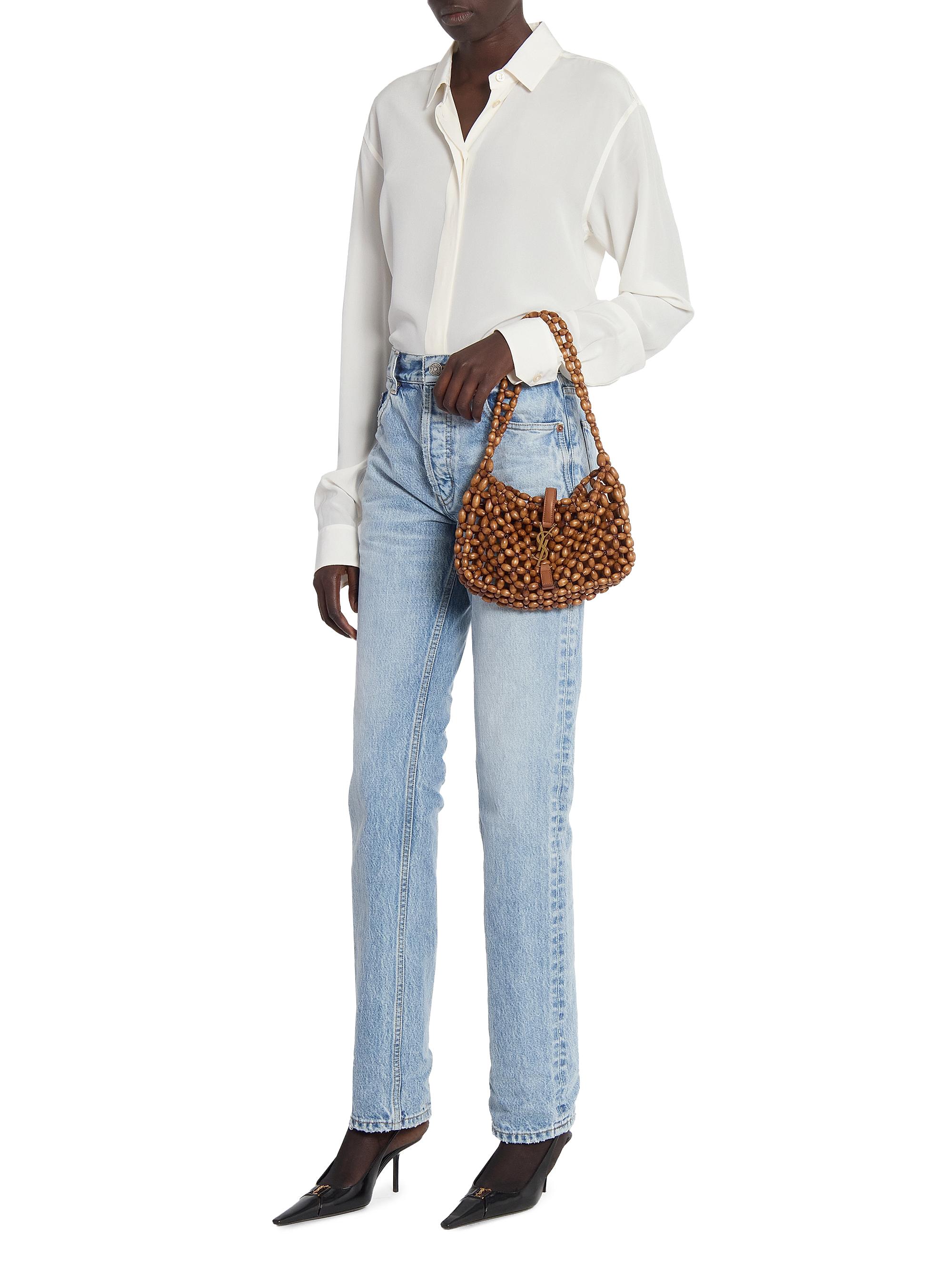Saint Laurent Le 5 à 7 in Wood Beads Shoulder Bag | Saks Fifth Avenue