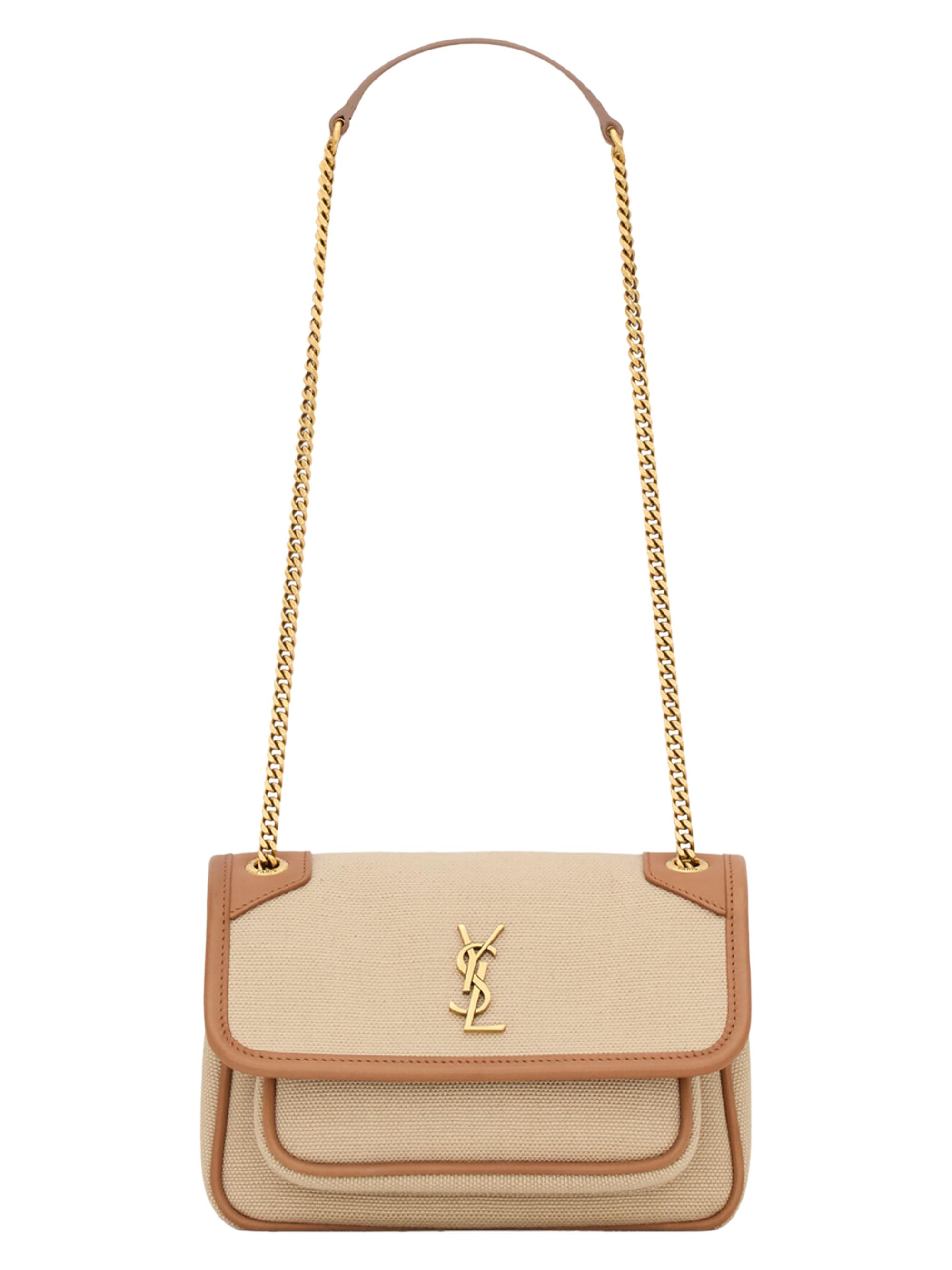 Saint Laurent Women's Niki Mini Shoulder Bag in Canvas and Leather - Desert Dust Brick