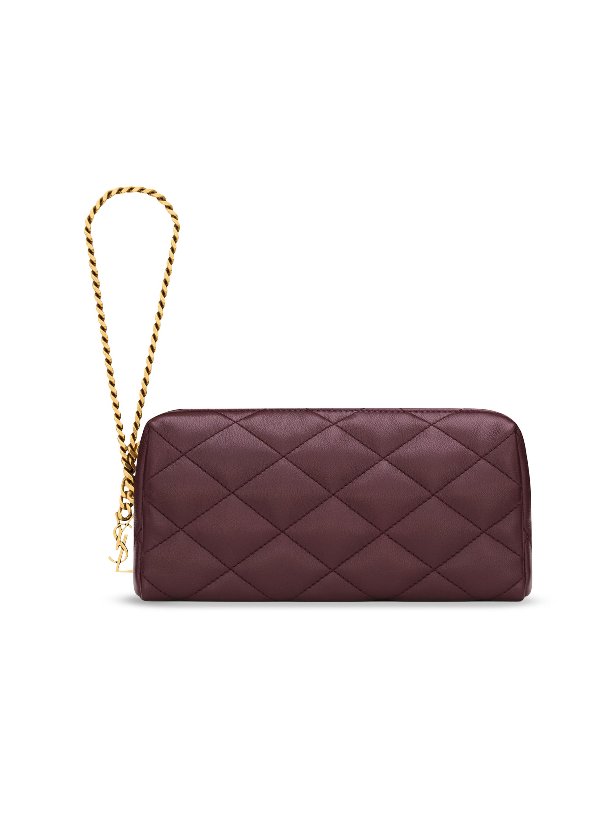 Saint Laurent Women's Cassandre Bijou Pouch in Lambskin Leather - Rouge Cabernet