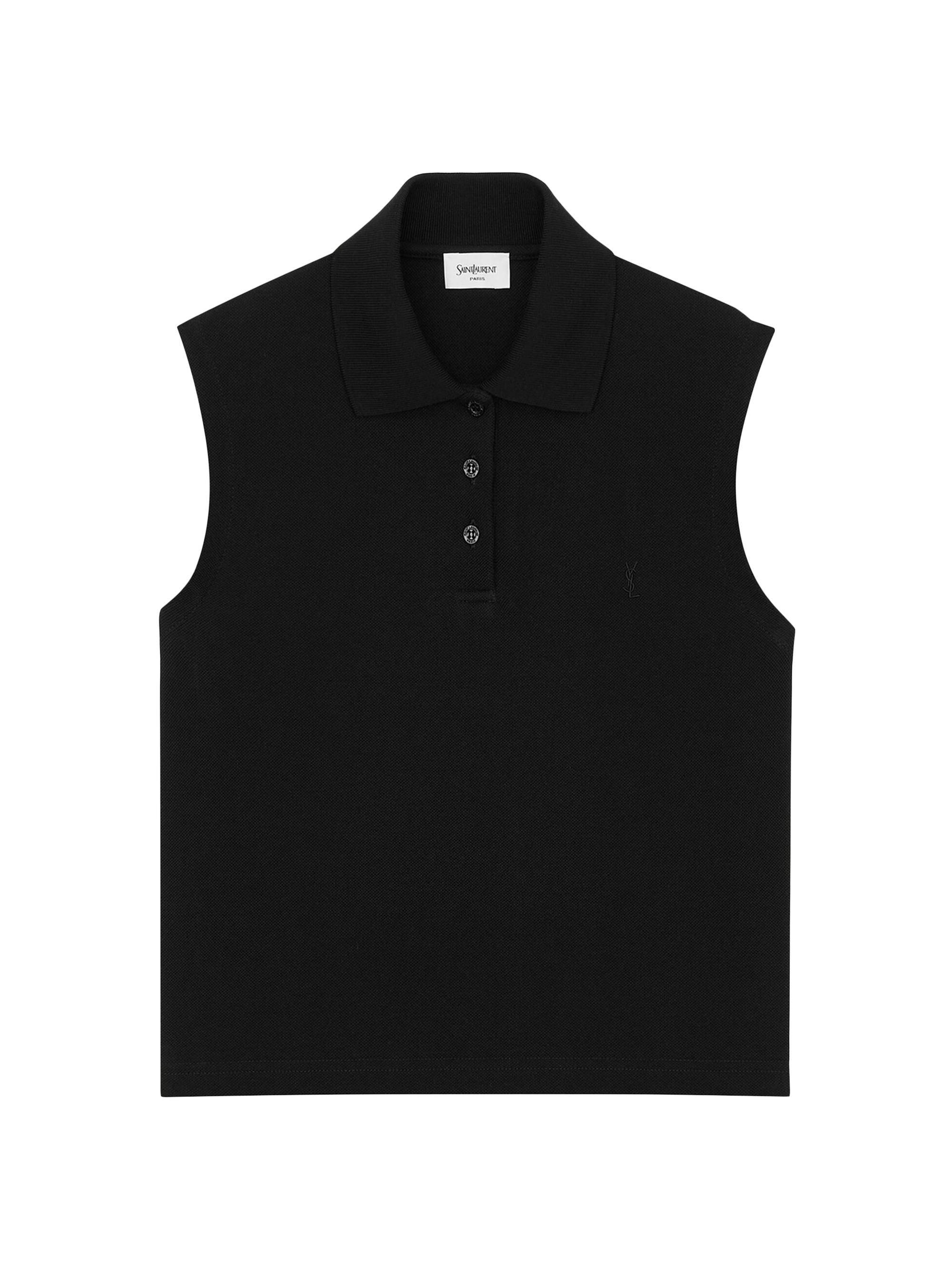 Saint Laurent Women's Cassandre Polo Shirt in Piquÿ - Black