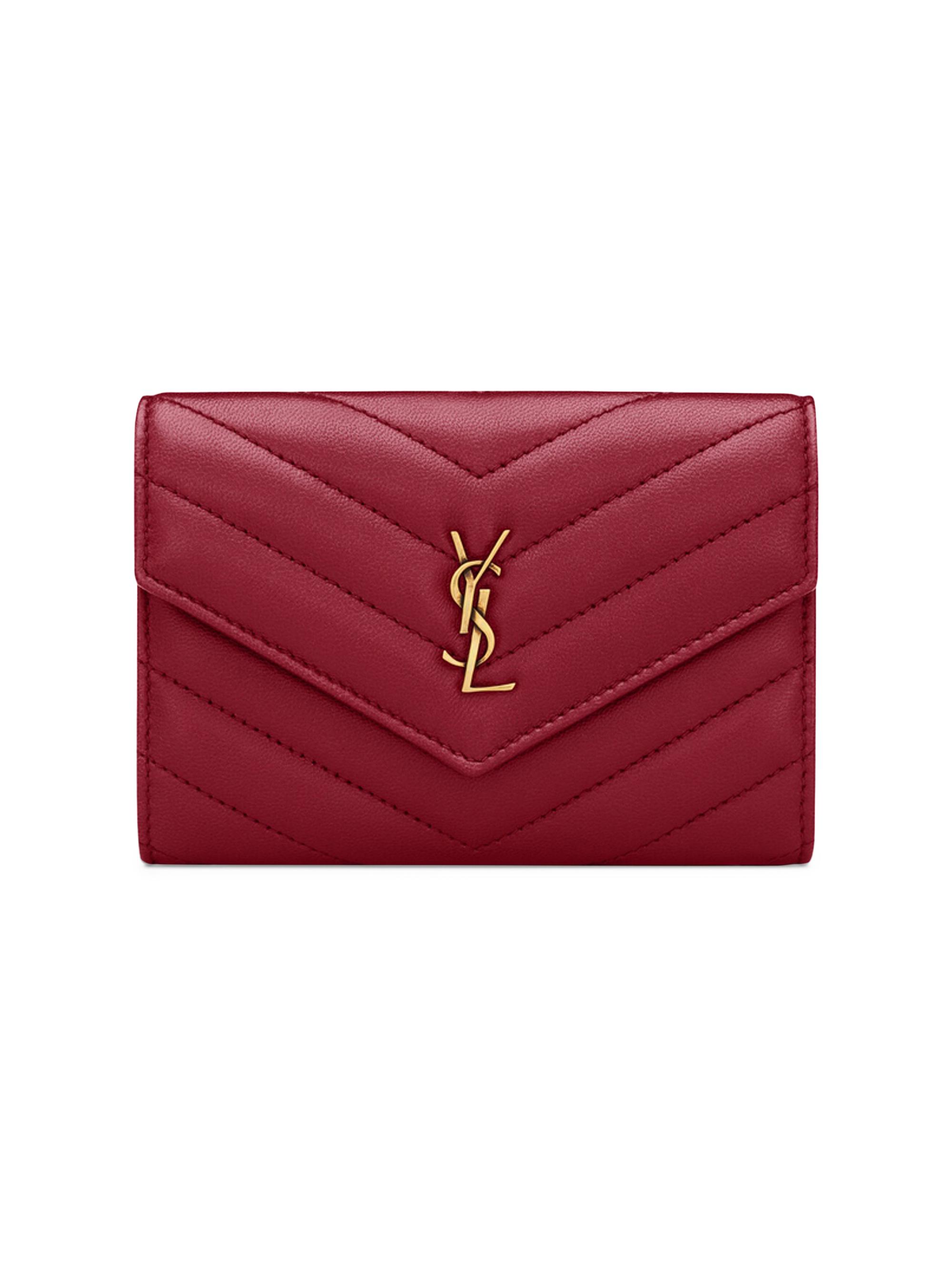 Saint Laurent Women's Cassandre Wallet in Lambskin Leather - Deeply Red