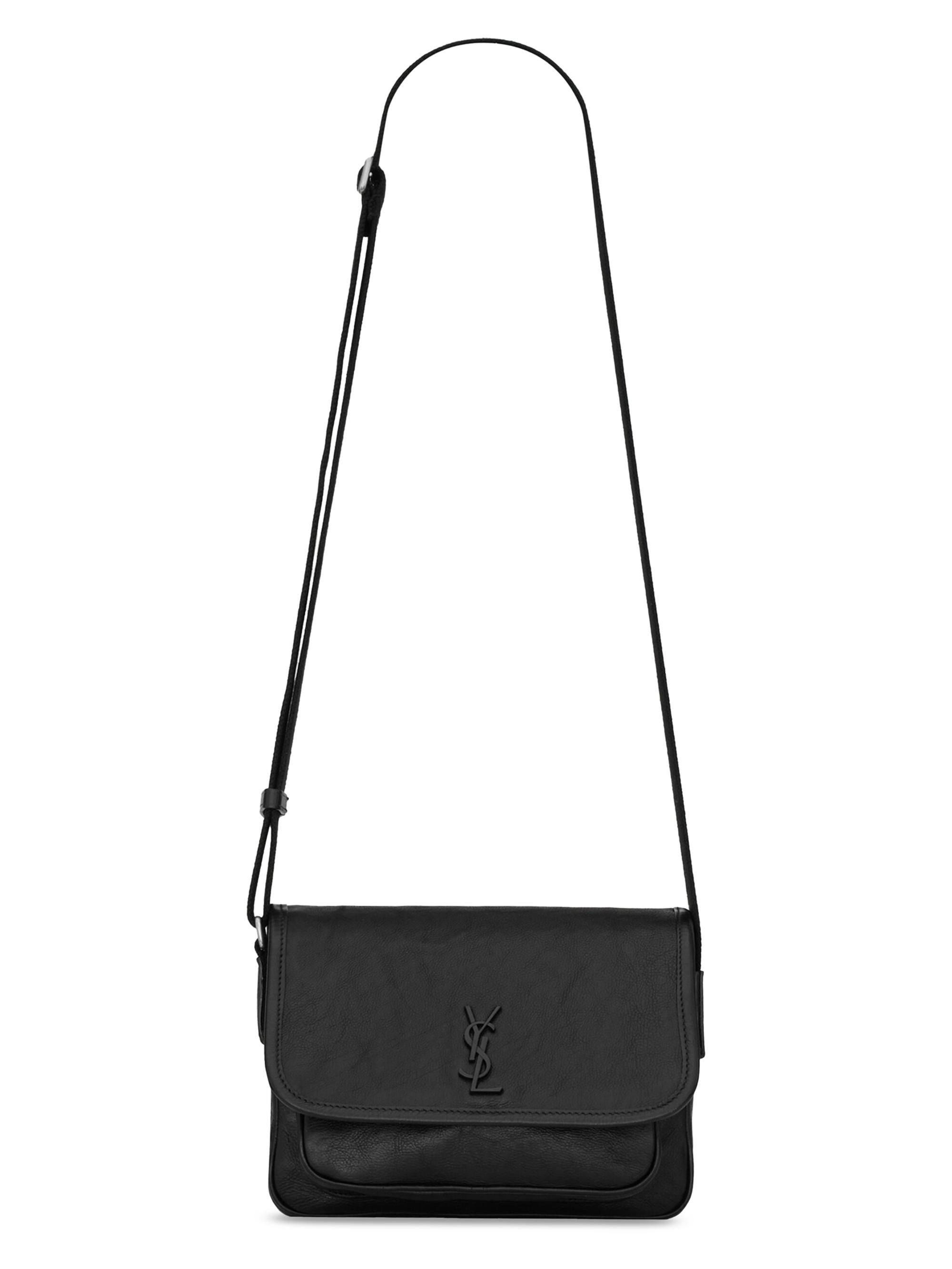 Saint Laurent Men's Niki Small Messenger in Grained Leather - Black