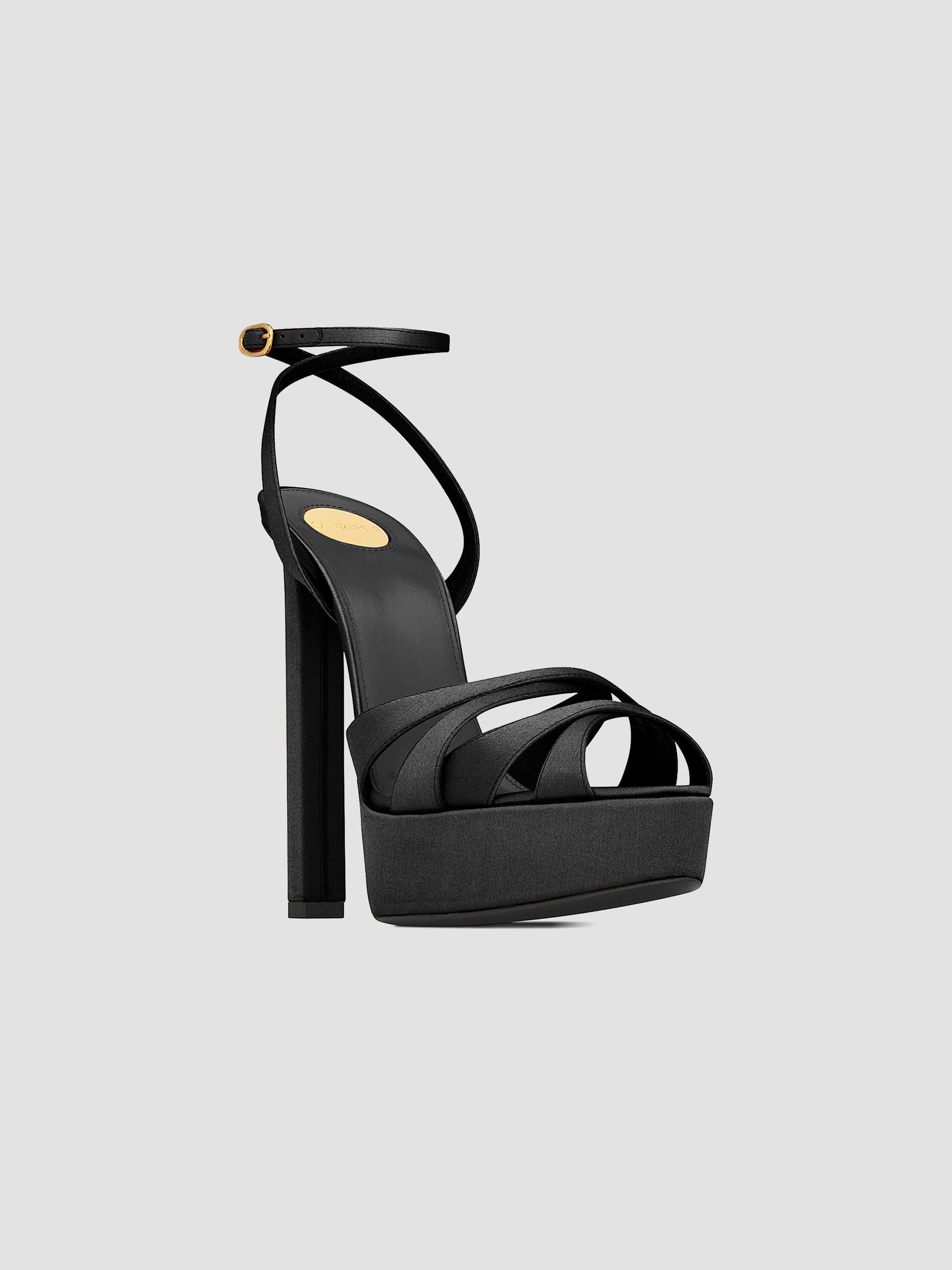 【美品】SAINT LAURENT PARIS ショーツブーツ 579169 Saint Laurent Chandelle Platform Sandals in Satin Crepe | Saks