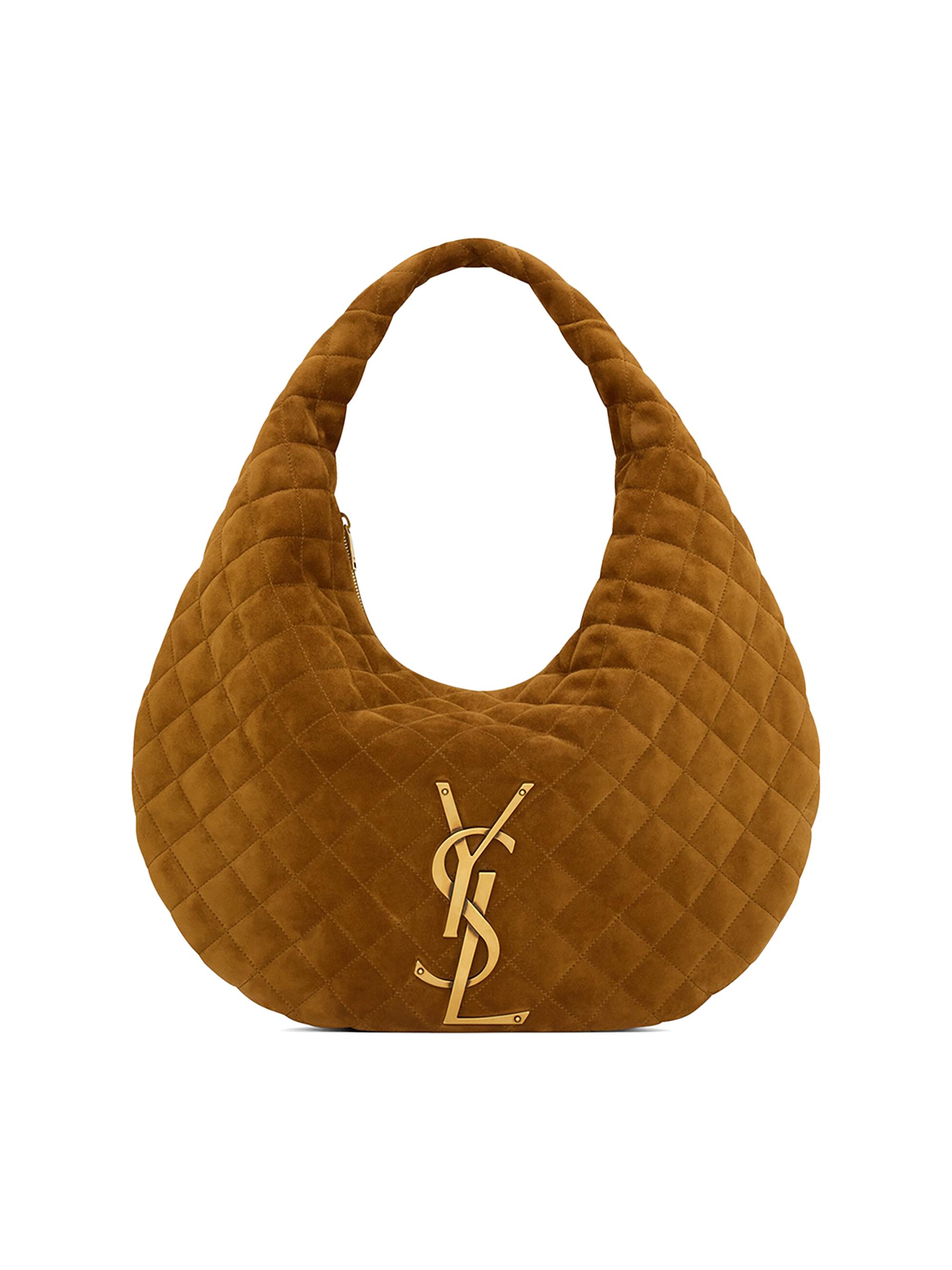 Saint Laurent Women's Icare Hobo Bag in Quilted Suede - Caramel Cognac