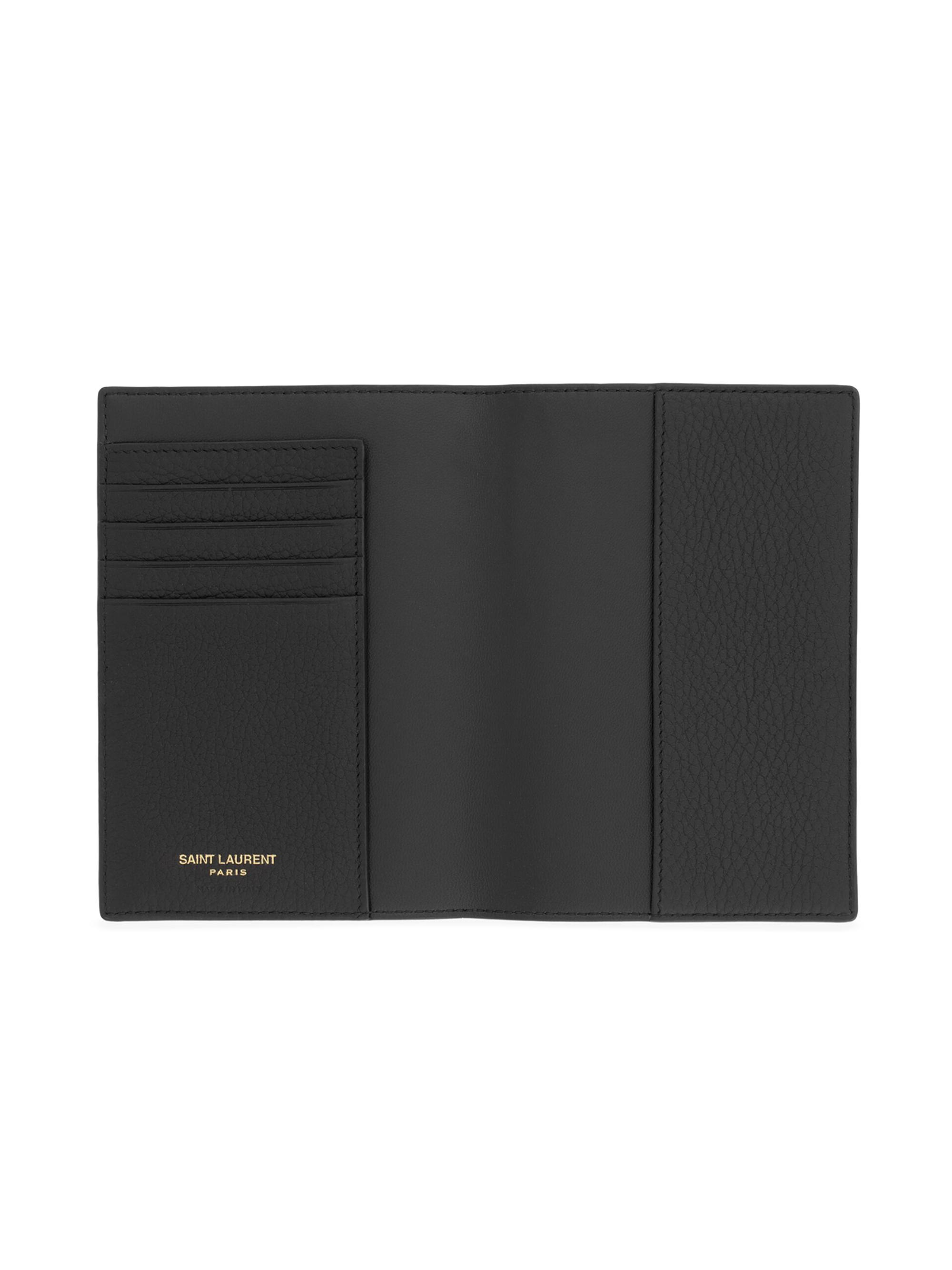 Saint Laurent Men's Tiny Cassandre Passport Case in Grained Leather - Black