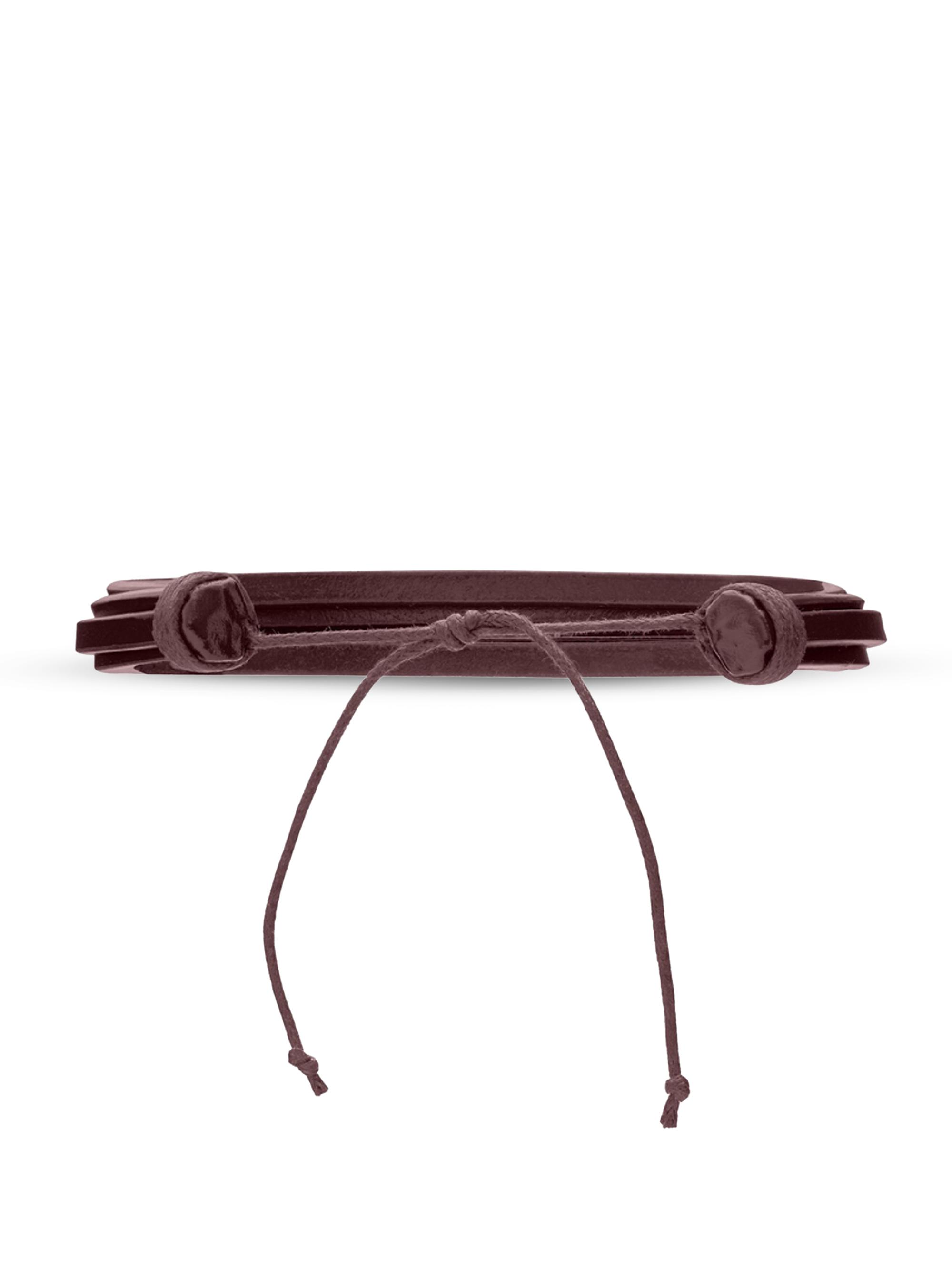 Saint Laurent Women's Cassandre Multi-Strand Bracelet in Leather - Deep Burgundy And Light Bronze