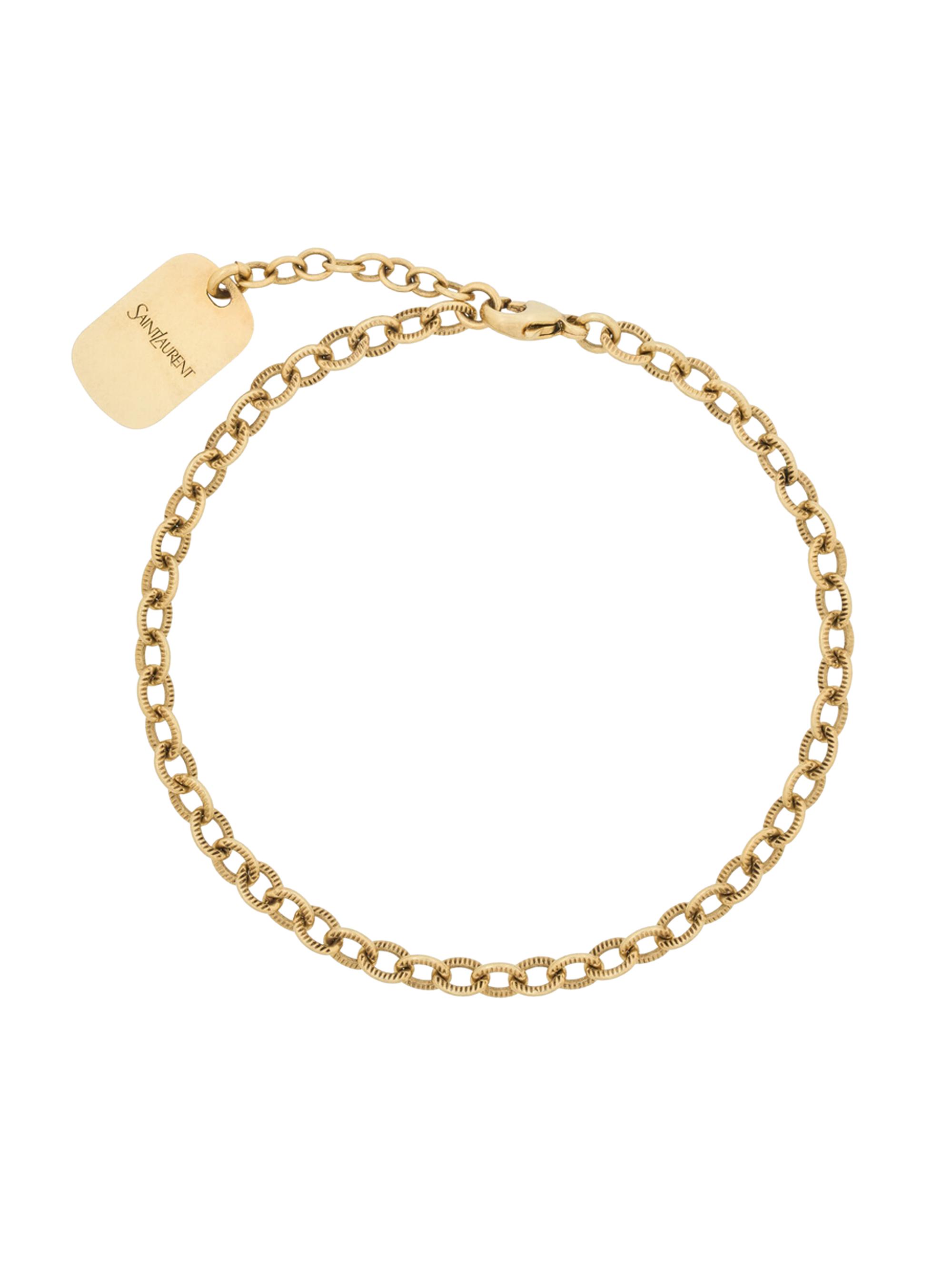 Saint Laurent Men's Ribbed Chain Bracelet in Metal - Patinated Gold