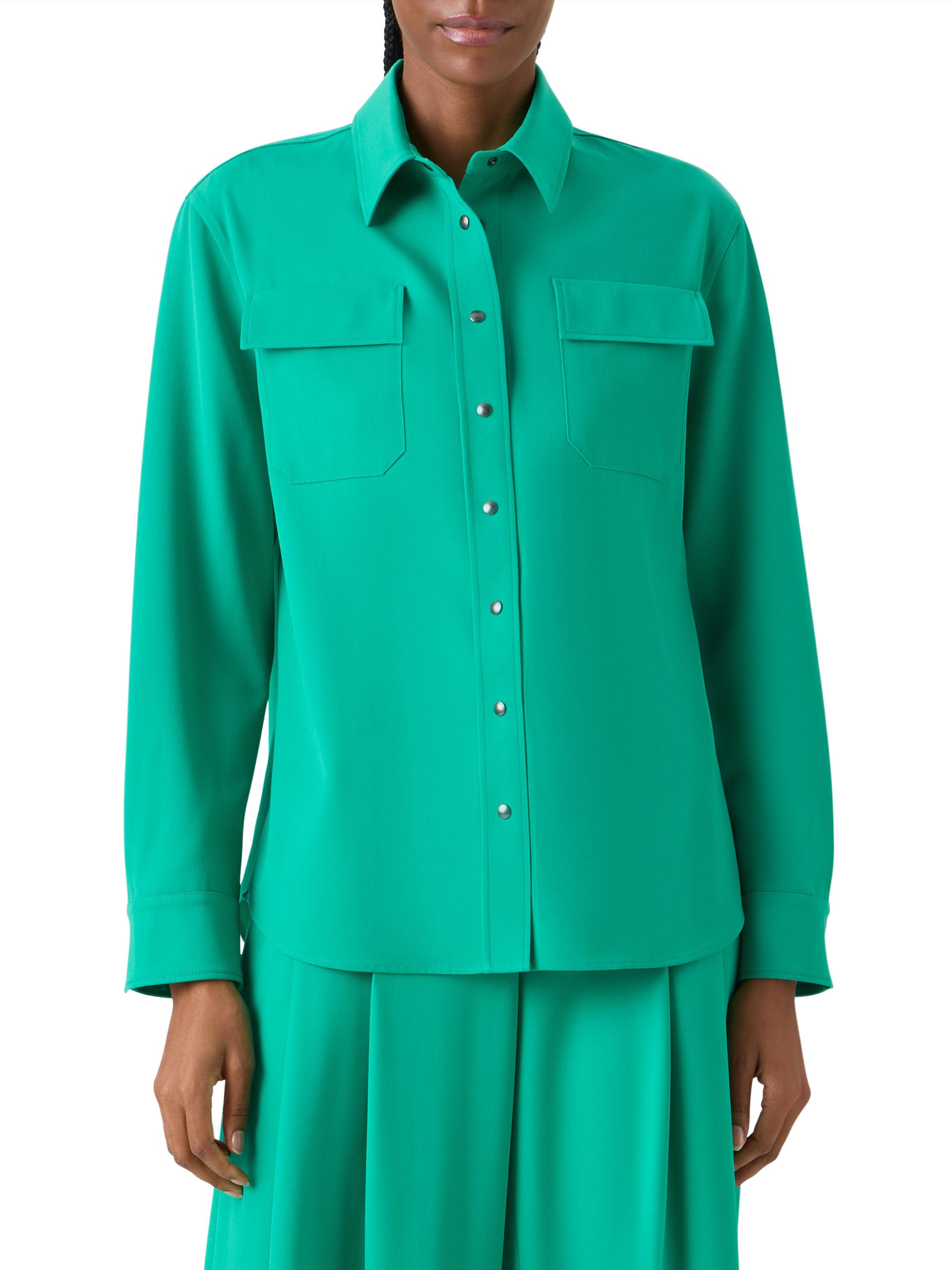 Akris Women's Wool Gabardine Utility Shirt - Tourmaline | Thumbnail 3