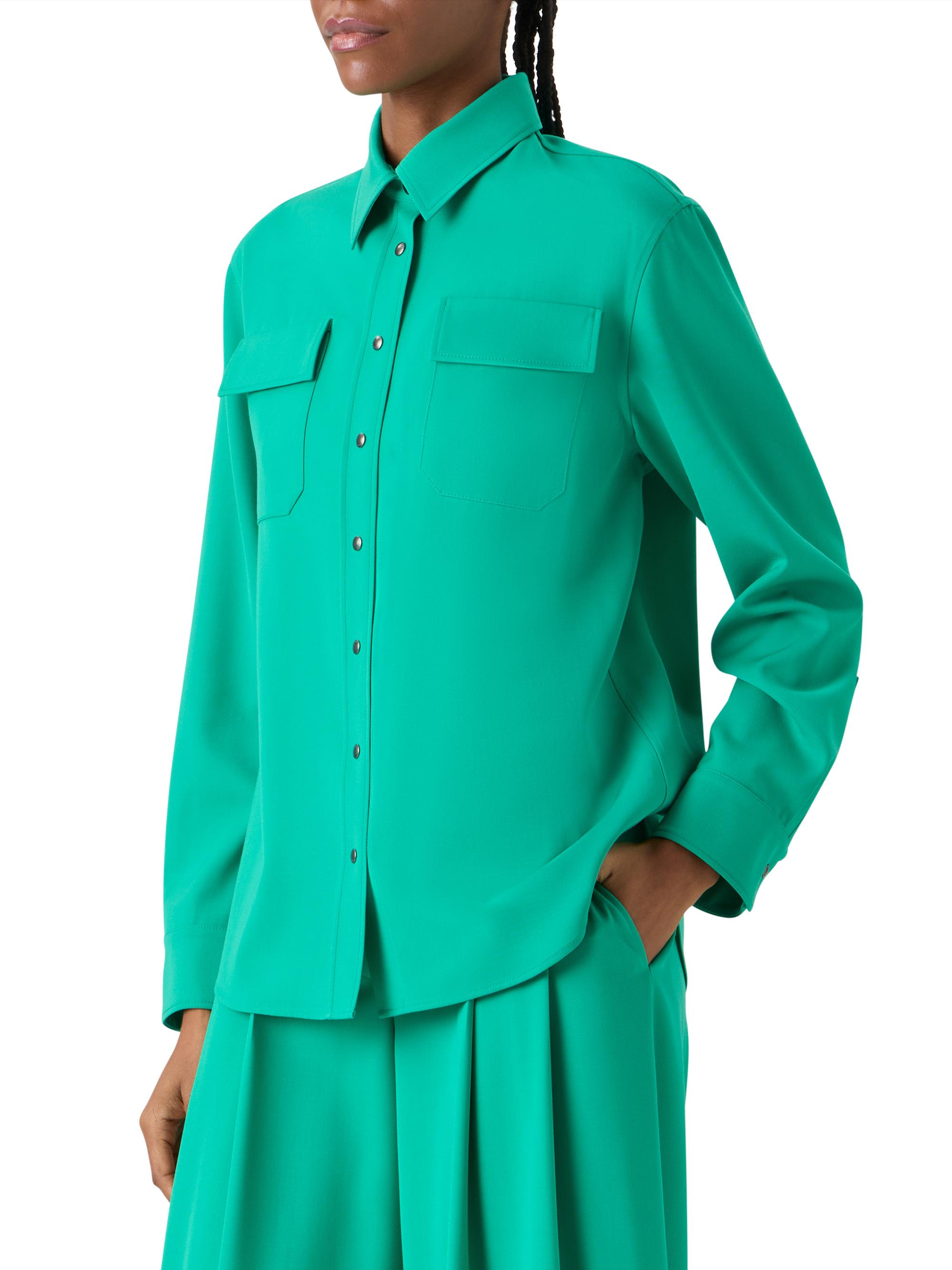Akris Women's Wool Gabardine Utility Shirt - Tourmaline | Thumbnail 4