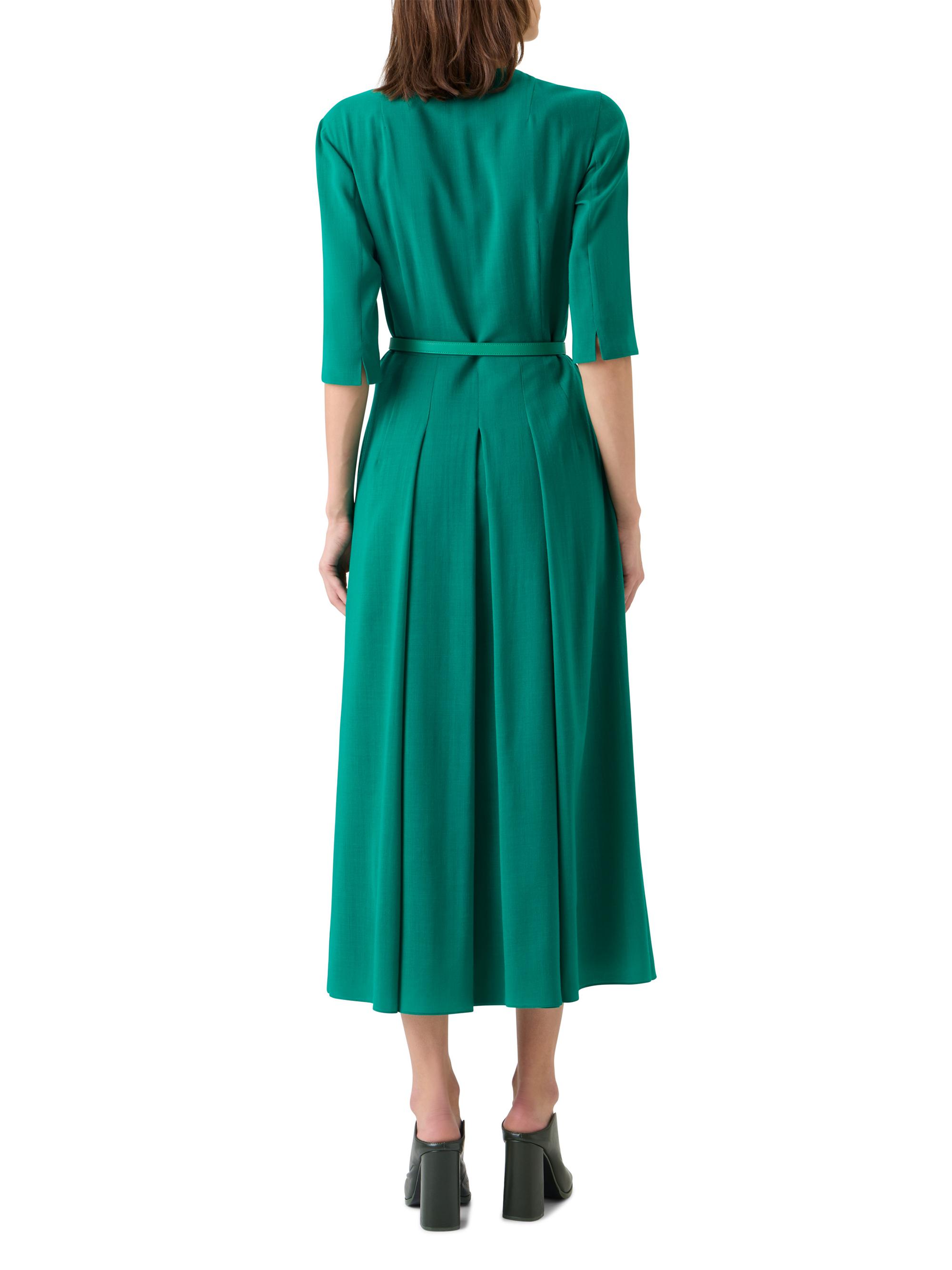Akris Women's Belted Wool Pleated Midi-Dress - Tourmaline | Thumbnail 5