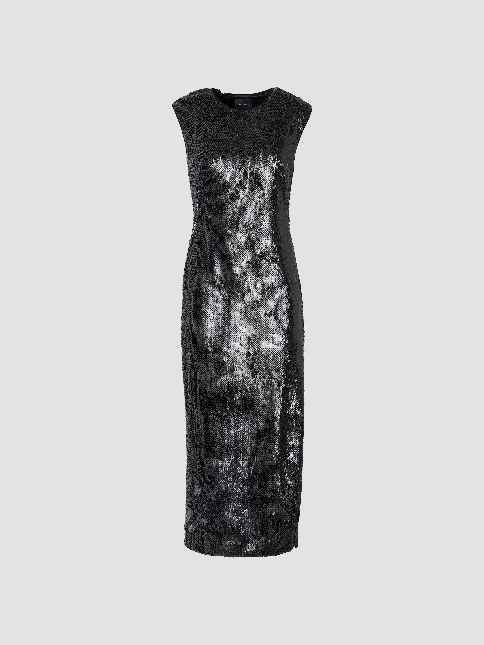 Akris Women's Sequined Crewneck Midi Dress - Black