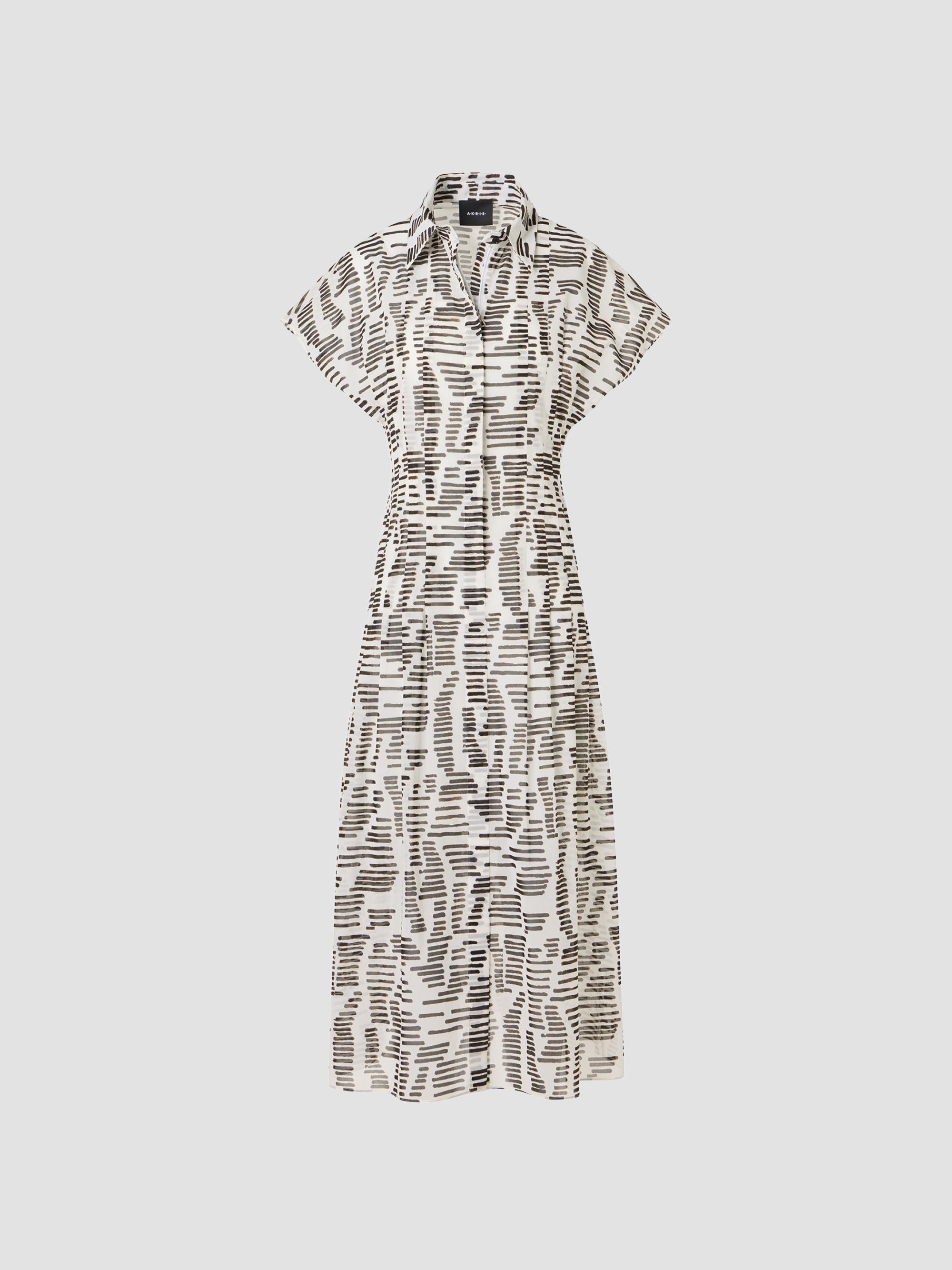 Akris Women's Printed Cotton Midi Shirtdress - Ecru Black