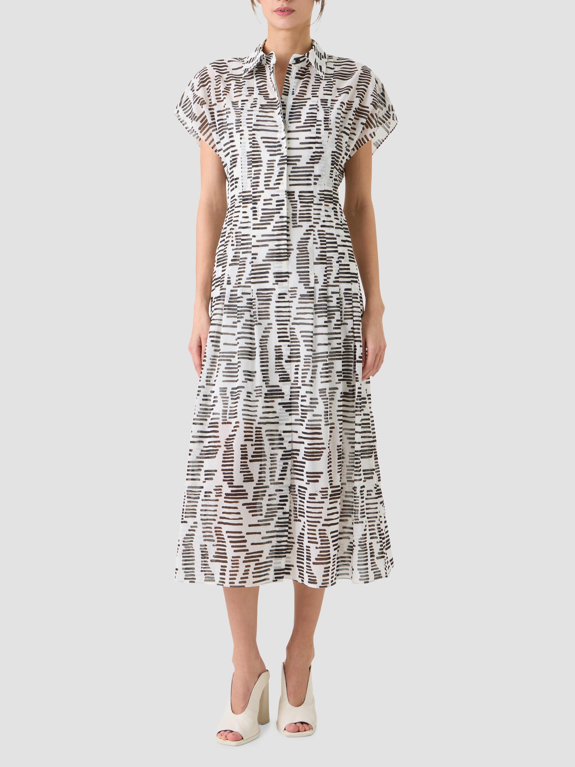 Akris Women's Printed Cotton Midi Shirtdress - Ecru Black | Thumbnail 2