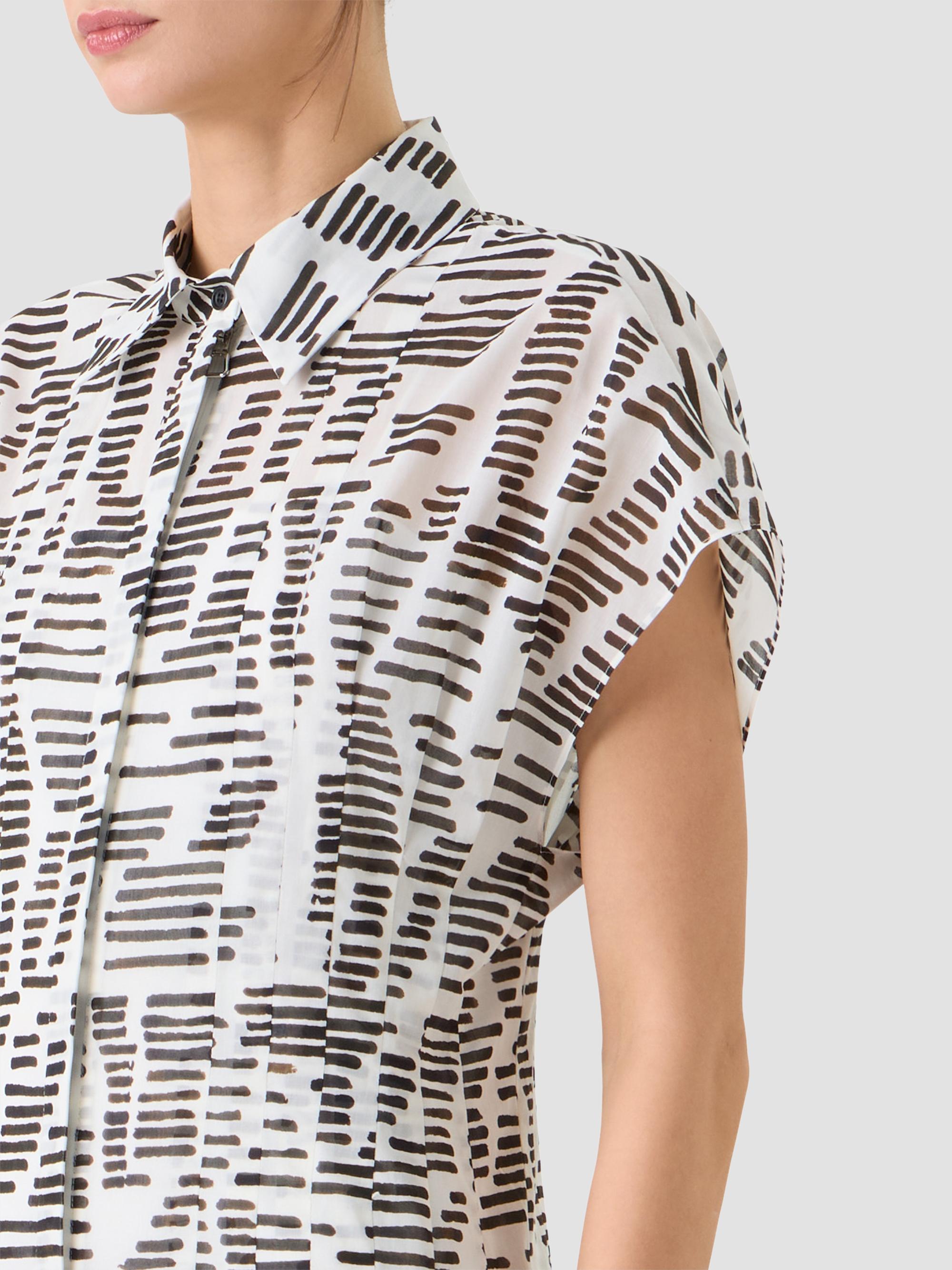 Akris Women's Printed Cotton Midi Shirtdress - Ecru Black | Thumbnail 4