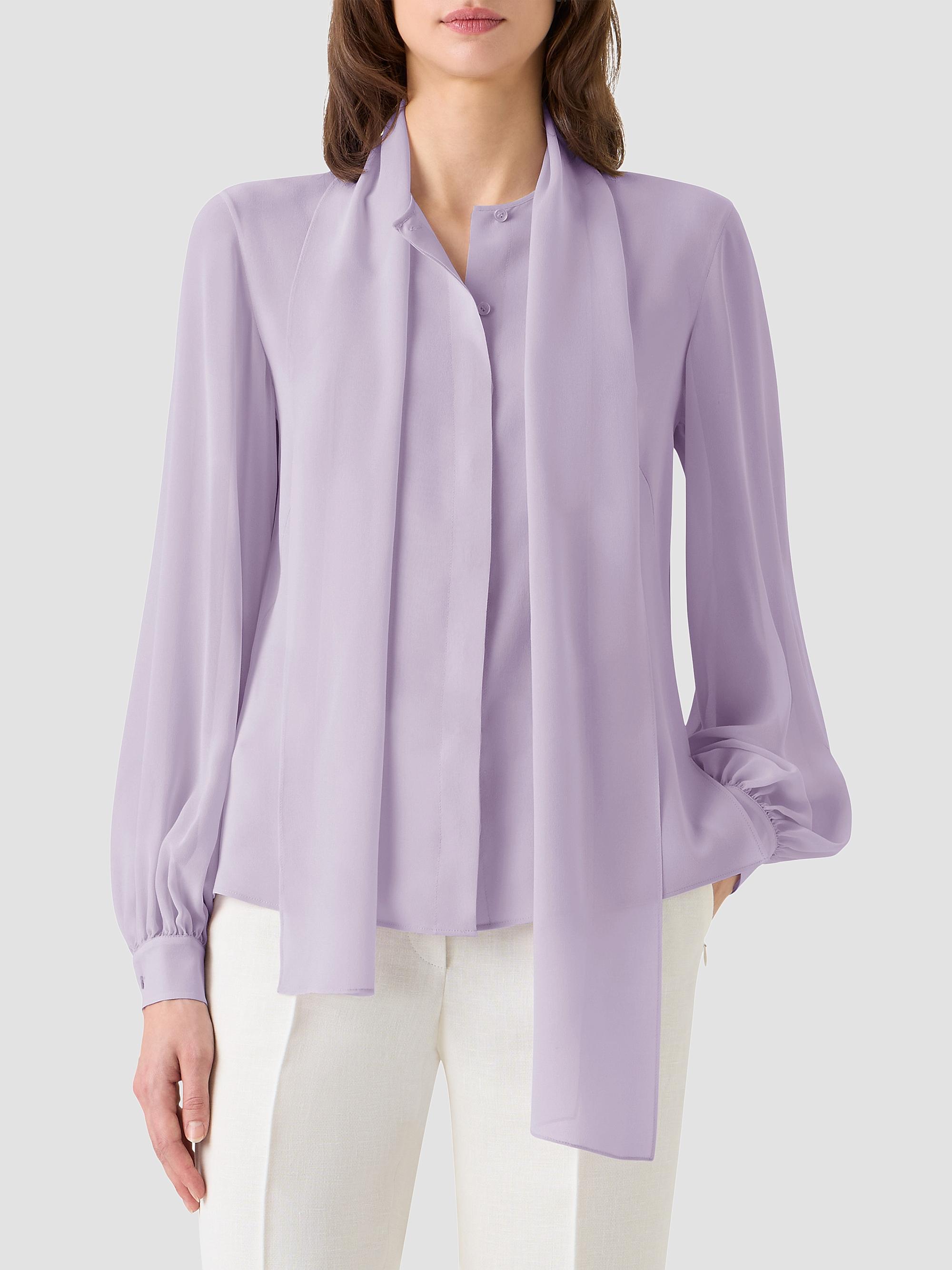 Akris Women's Silk Georgette Scarf Blouse - Malva | Thumbnail 4