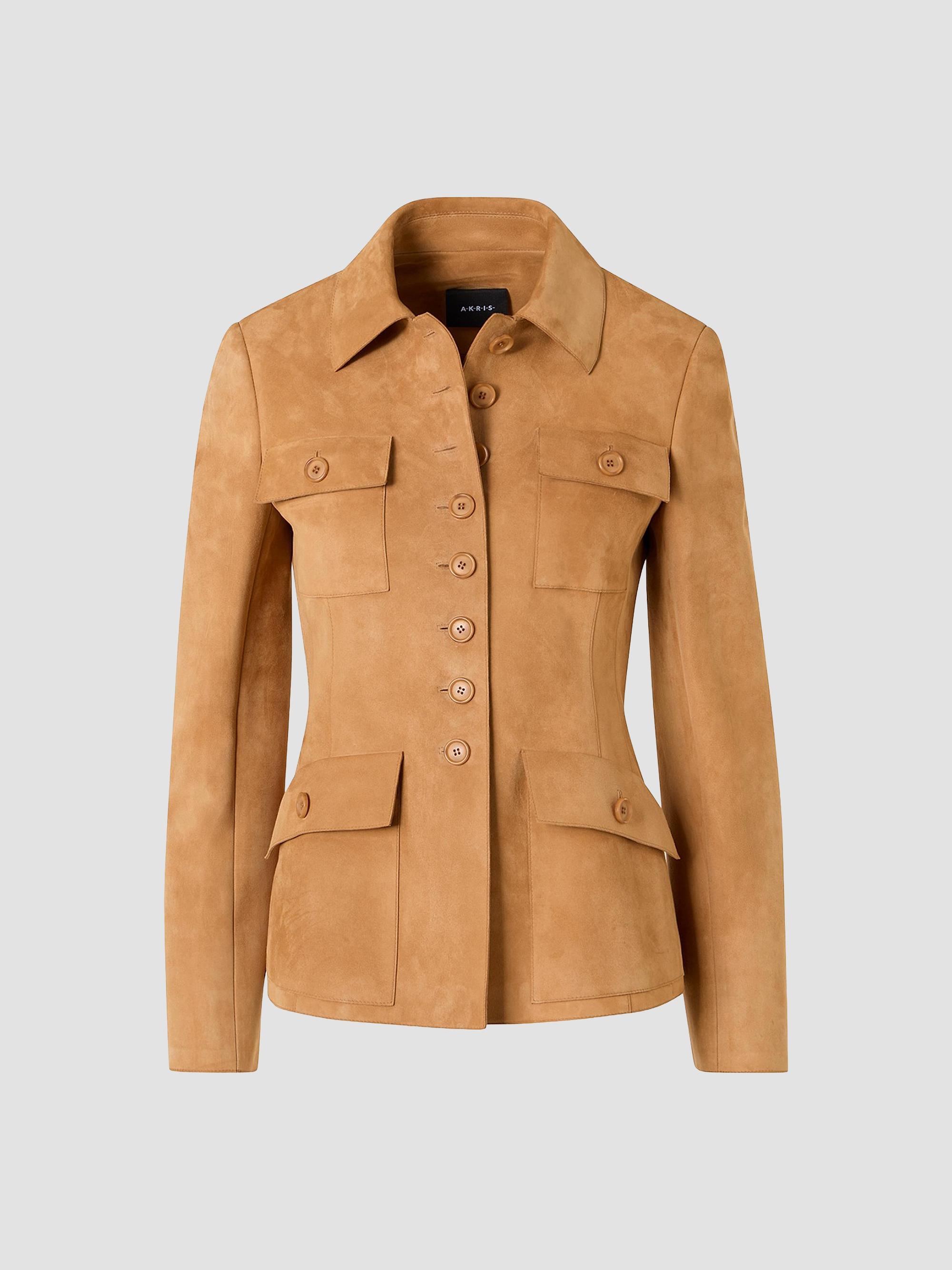 Akris Women's Delia Suede Utility Jacket - Camel