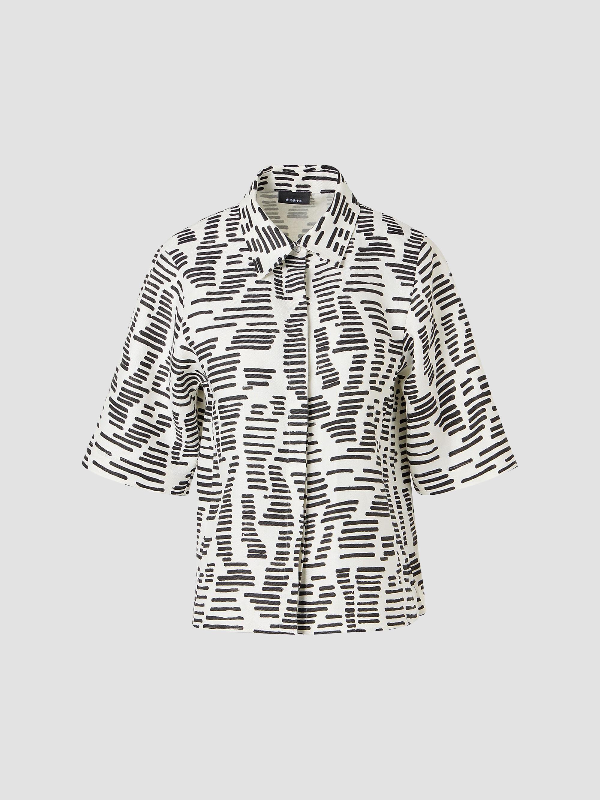 Akris Women's Dance Movements Linen Toile Blouse - Ecru Black