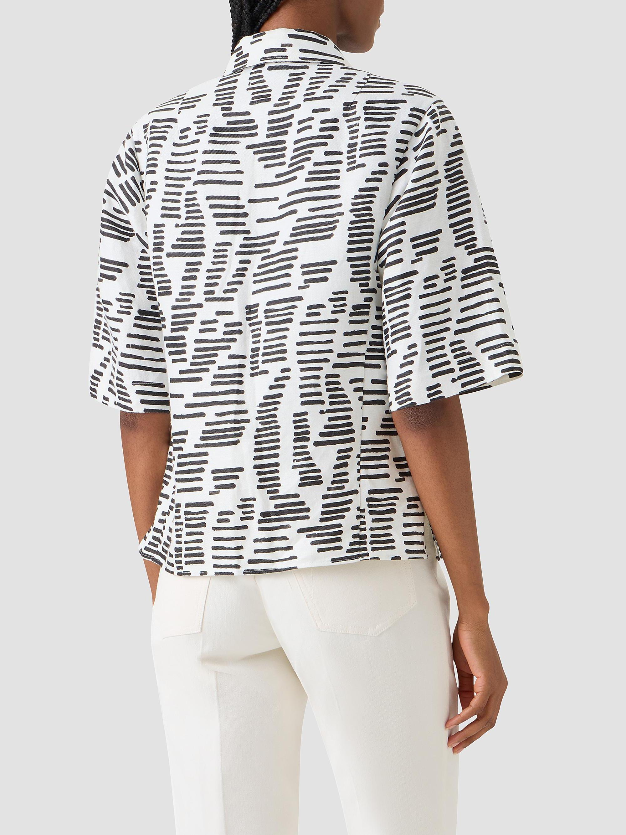 Akris Women's Dance Movements Linen Toile Blouse - Ecru Black | Thumbnail 3
