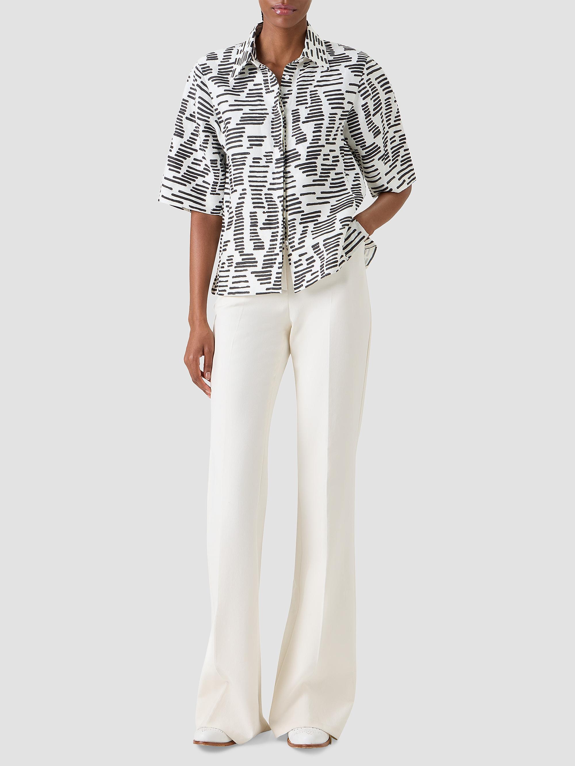 Akris Women's Dance Movements Linen Toile Blouse - Ecru Black | Thumbnail 2
