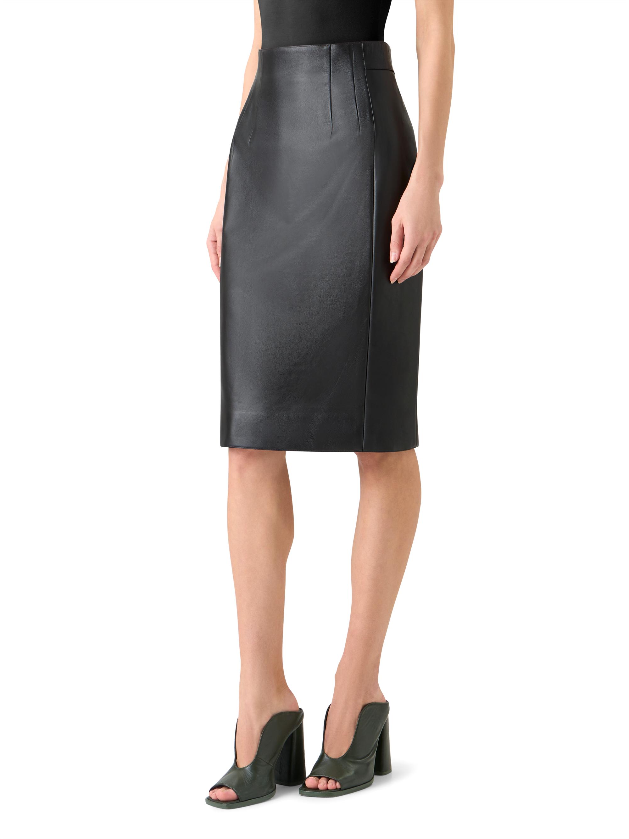 Akris Women's Leather Pencil Skirt - Black | Thumbnail 4