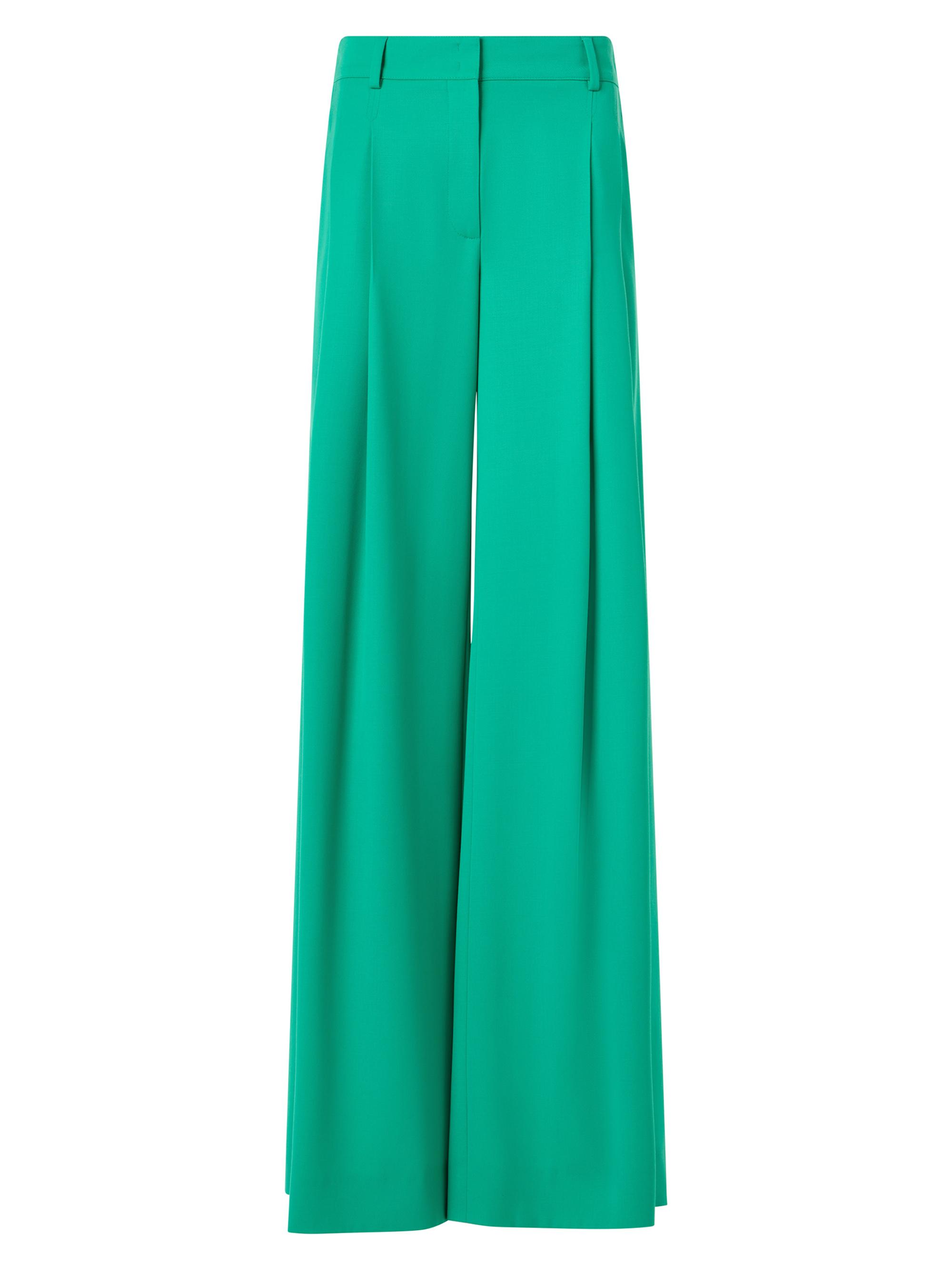 Akris Women's Cassie Wool Gabardine Wide-Leg Pants - Tourmaline