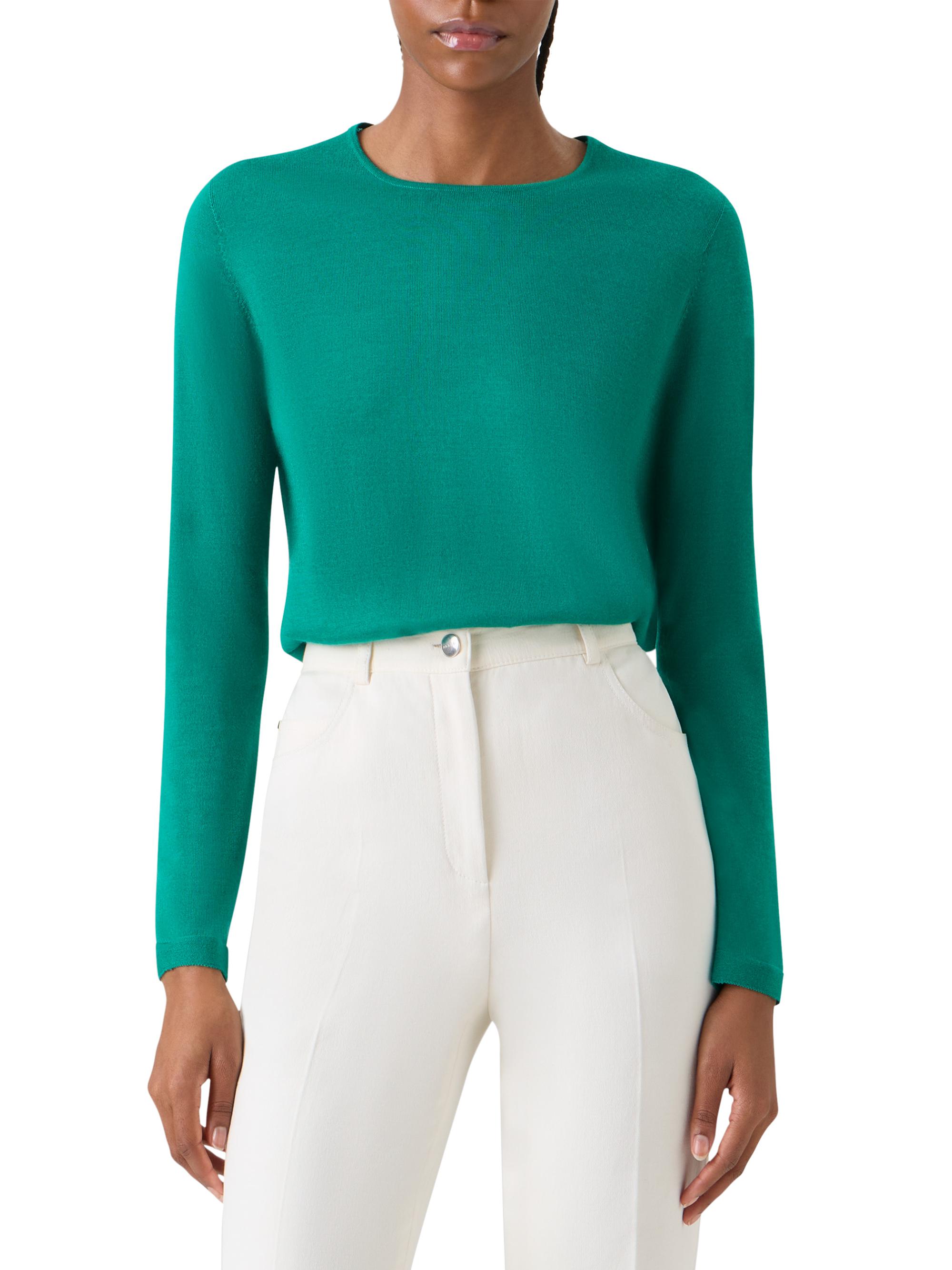 Akris Women's Fine-Gauge Knit Cashmere-Silk Sweater - Tourmaline | Thumbnail 3