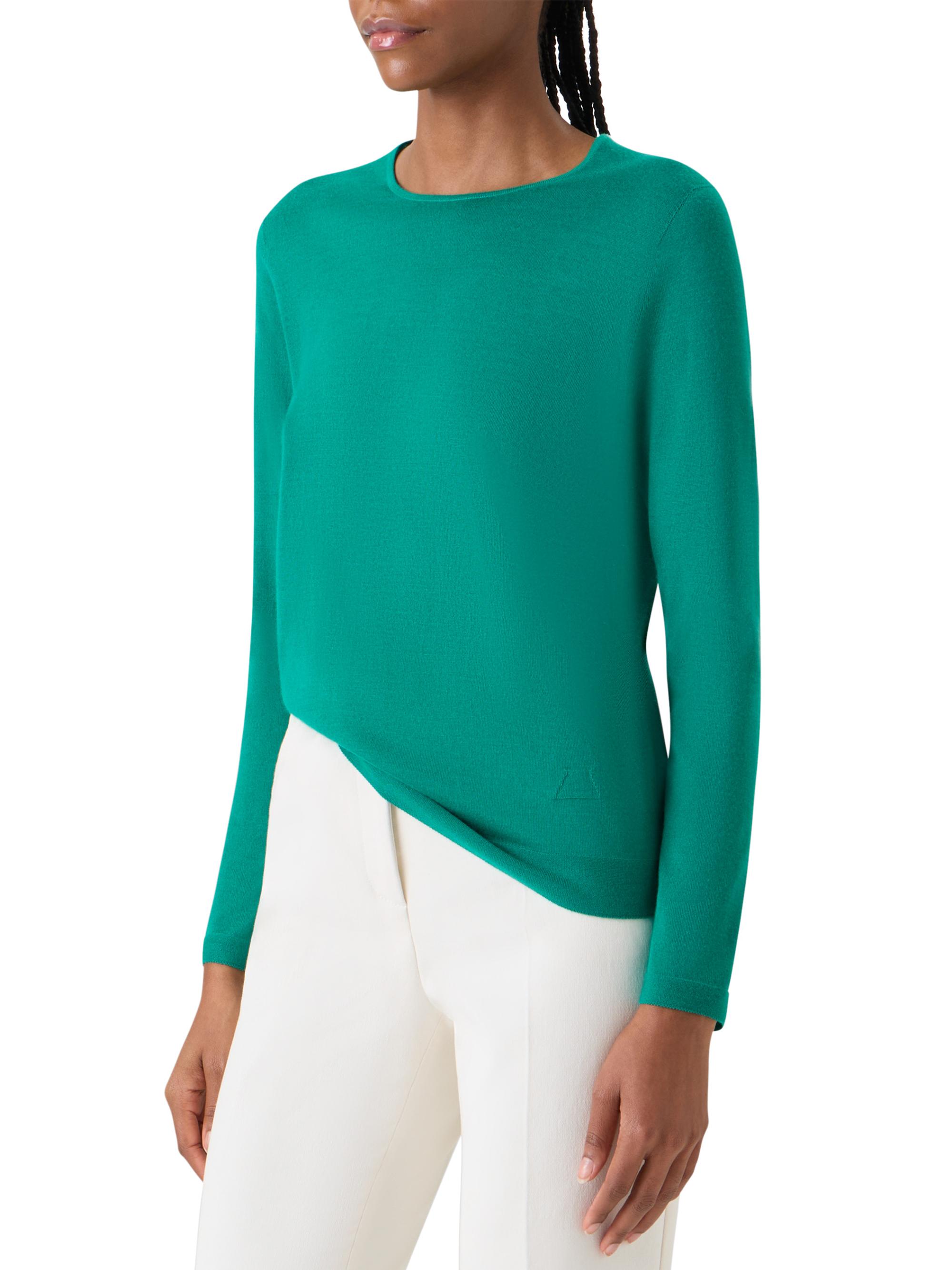 Akris Women's Fine-Gauge Knit Cashmere-Silk Sweater - Tourmaline | Thumbnail 4