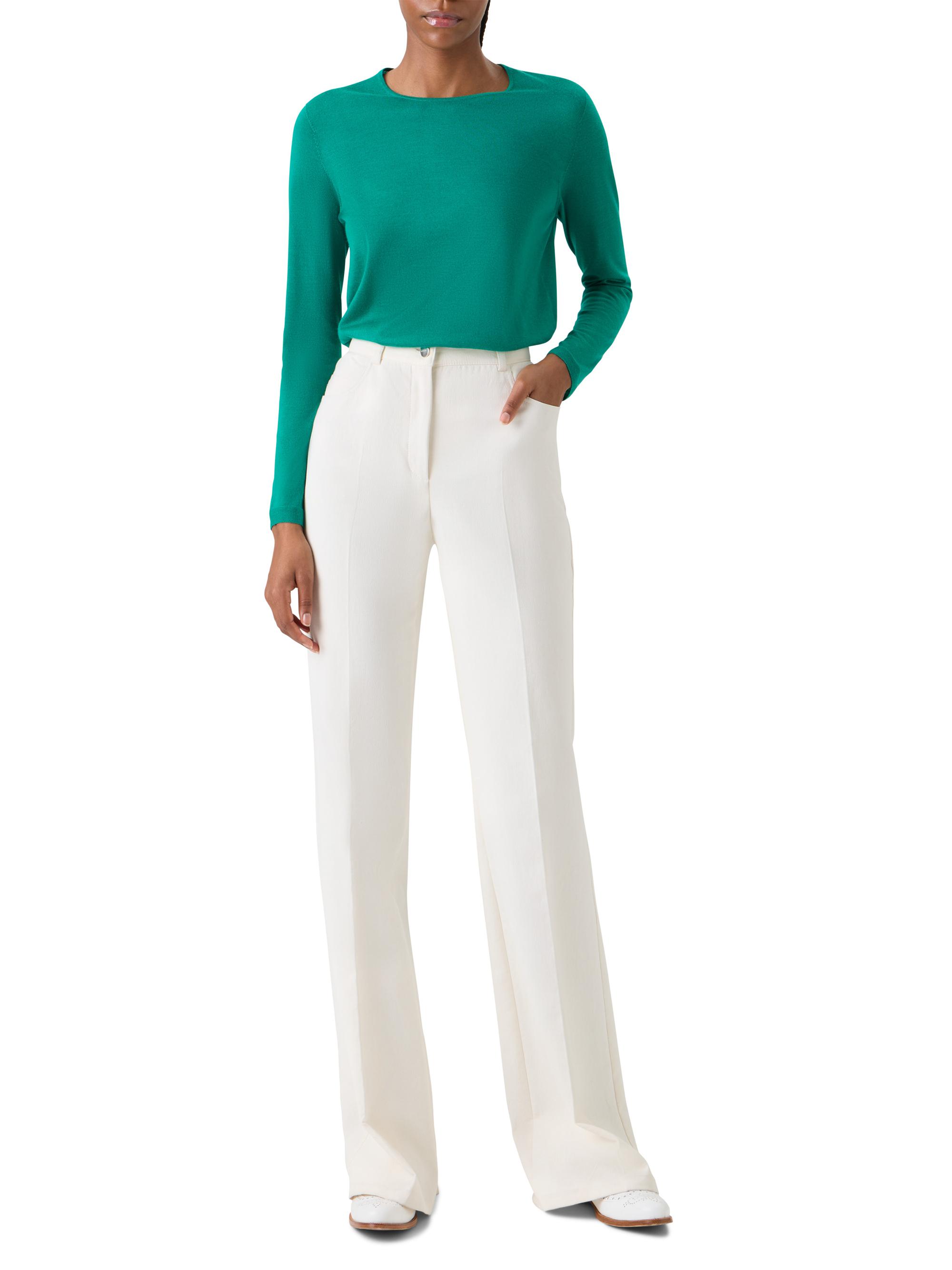 Akris Women's Fine-Gauge Knit Cashmere-Silk Sweater - Tourmaline | Thumbnail 2