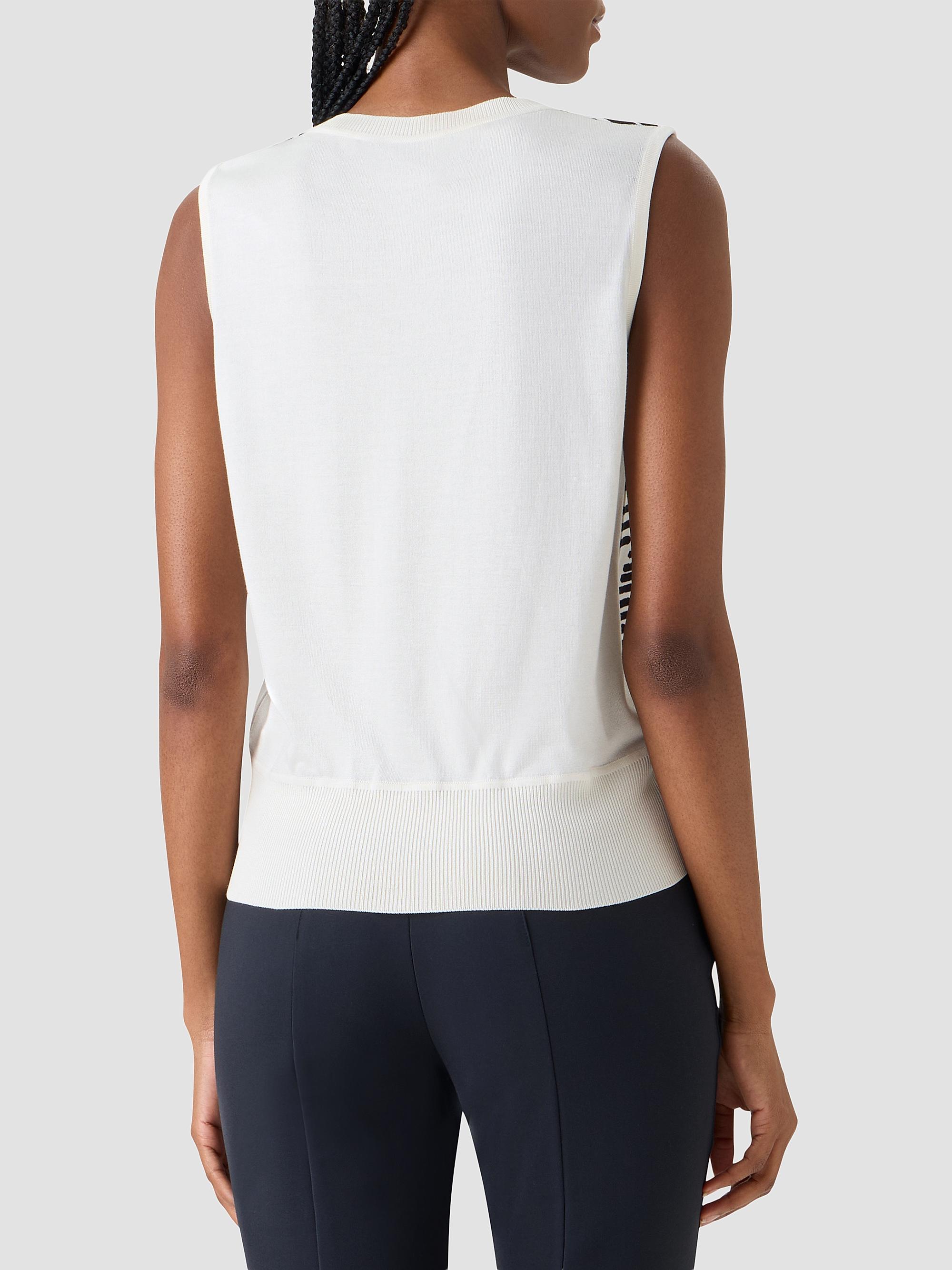 Akris Women's Printed Silk Top - Ecru Black | Thumbnail 3