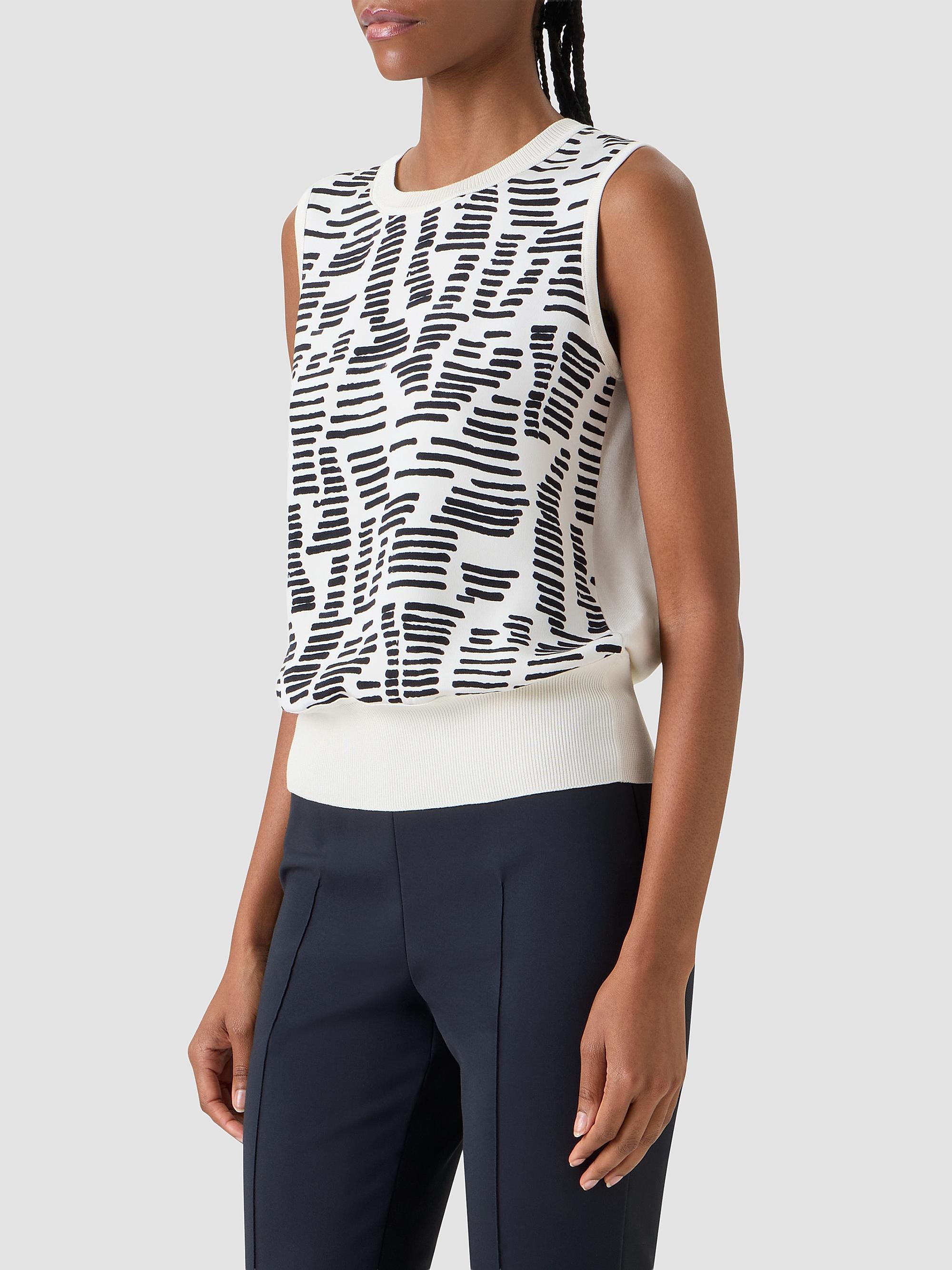 Akris Women's Printed Silk Top - Ecru Black | Thumbnail 6