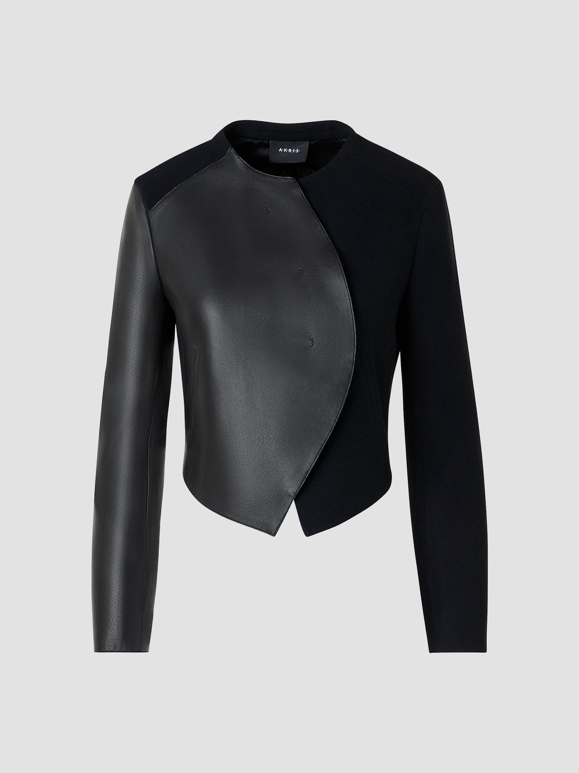 Akris Women's Hynora Leather-Inset Virgin Wool Jacket - Black