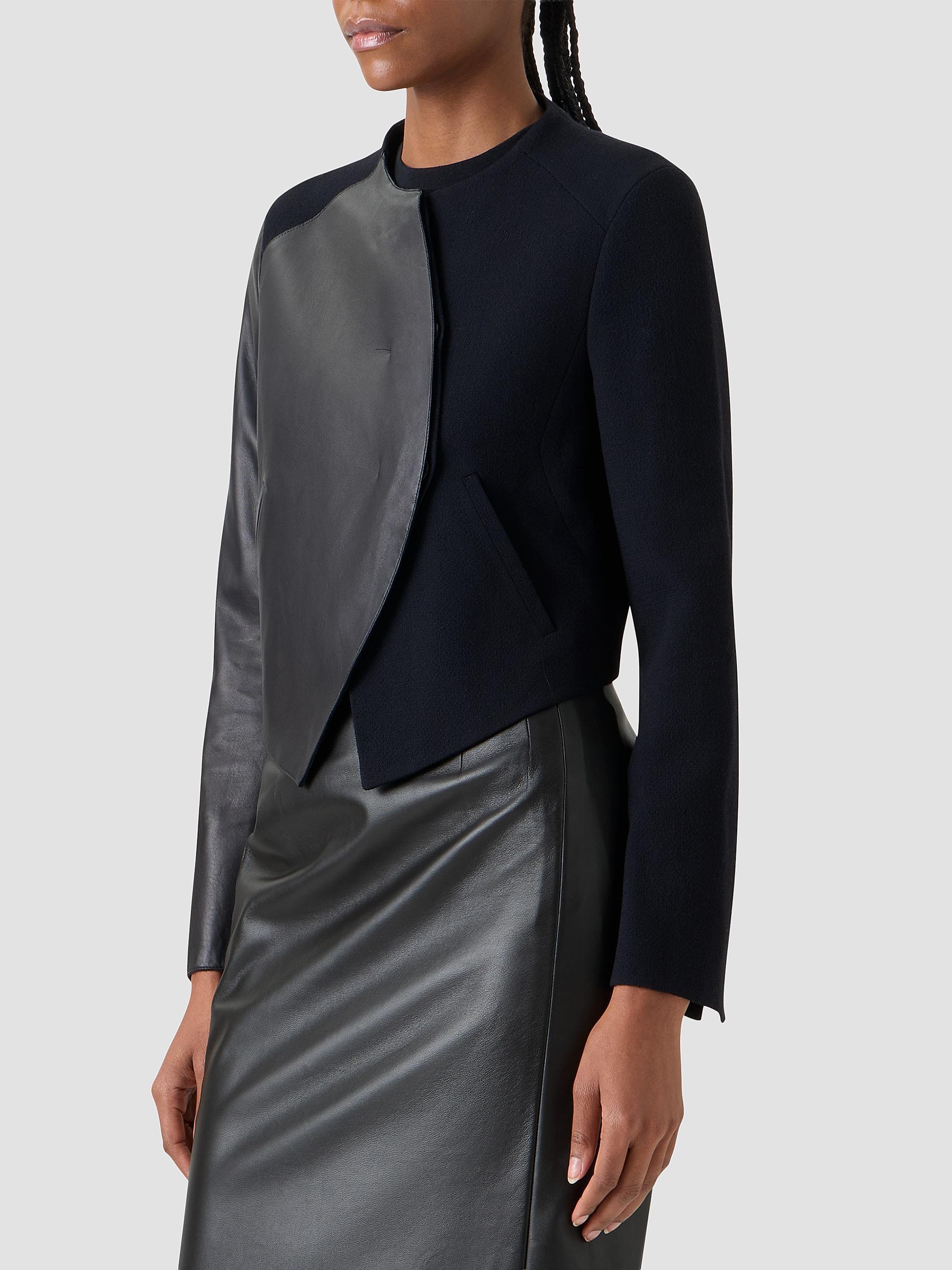 Akris Women's Hynora Leather-Inset Virgin Wool Jacket - Black | Thumbnail 6