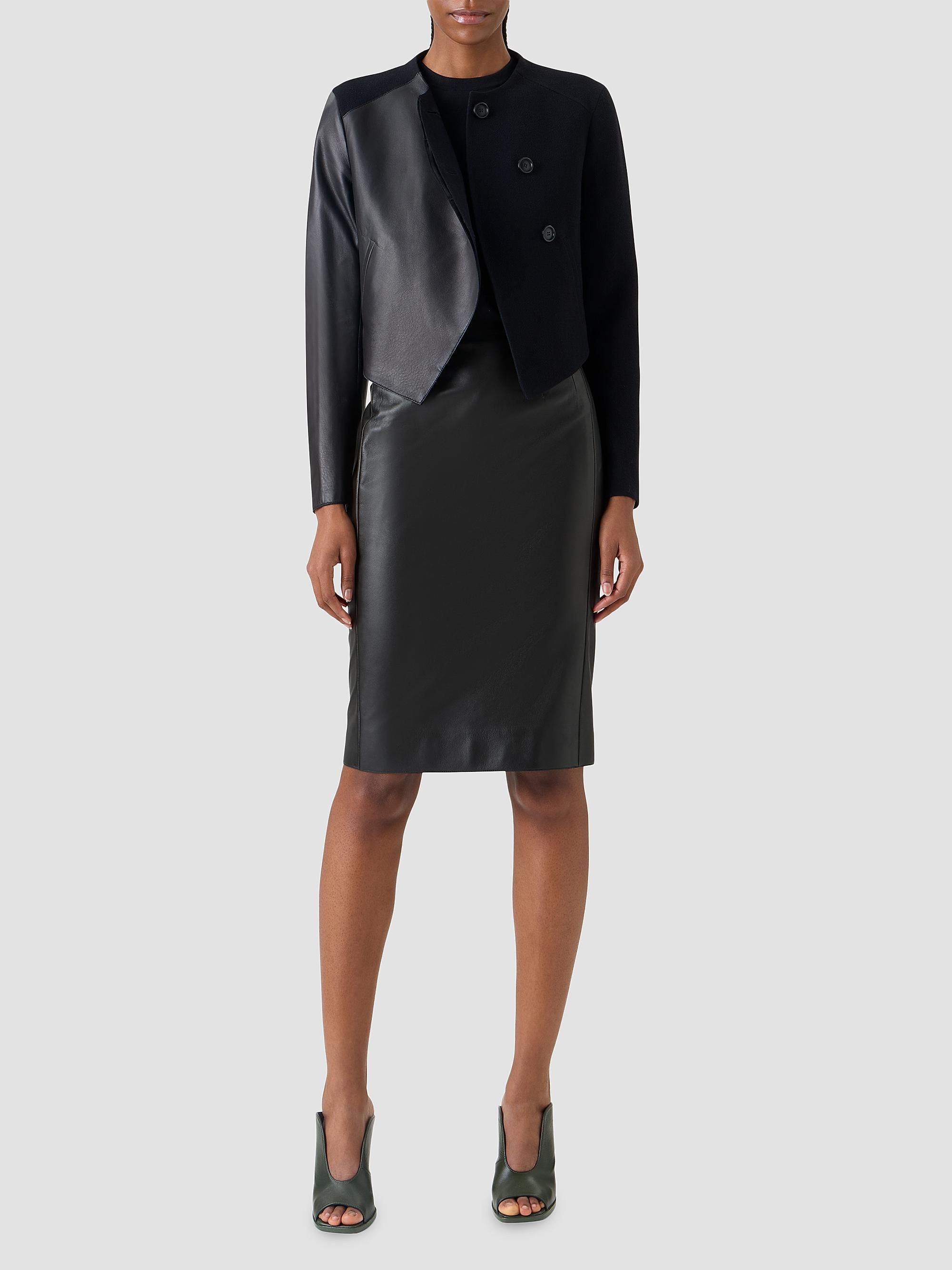 Akris Women's Hynora Leather-Inset Virgin Wool Jacket - Black | Thumbnail 2