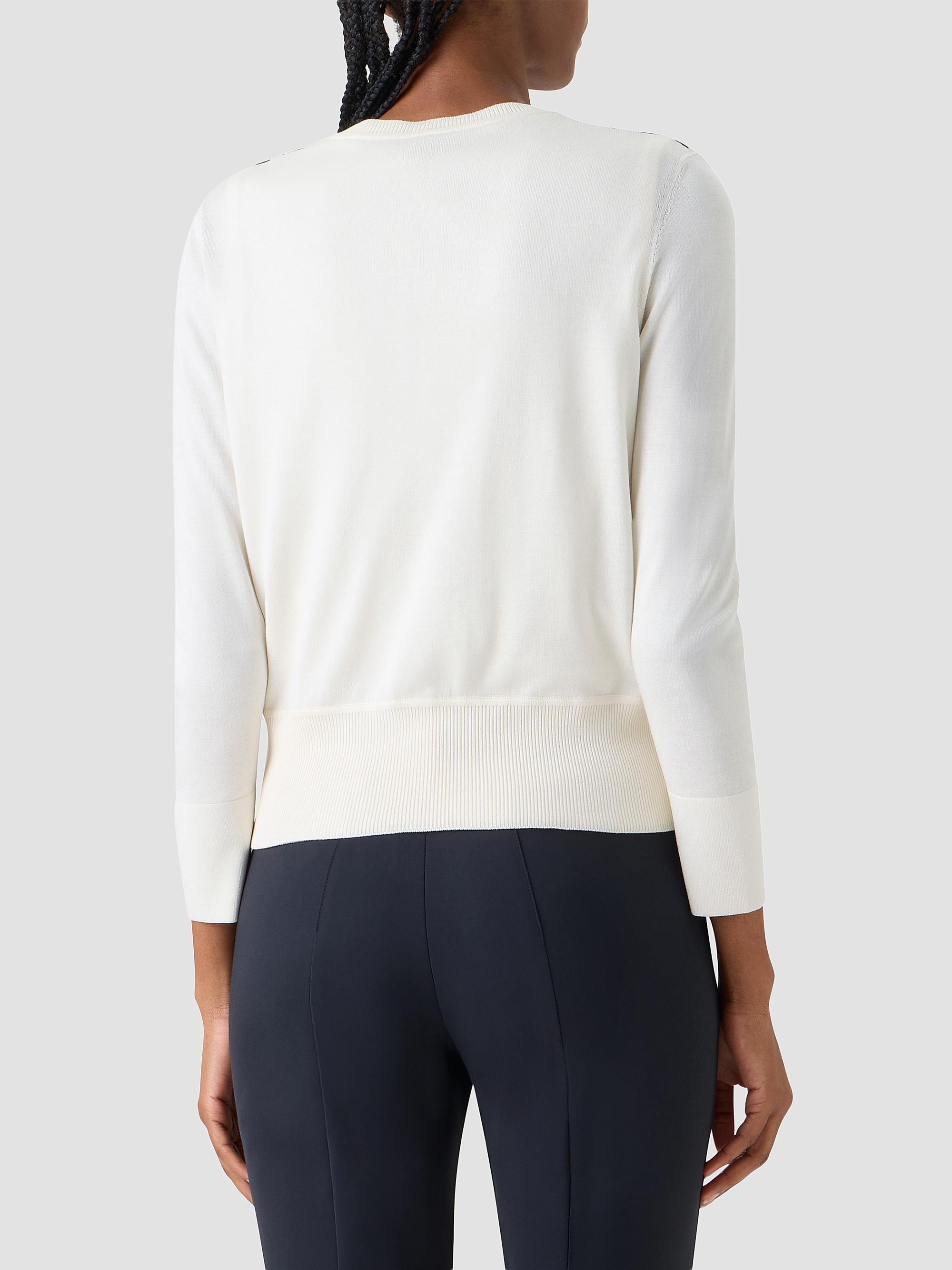 Akris Women's Printed Silk Long-Sleeve Cardigan - Ecru Black | Thumbnail 3