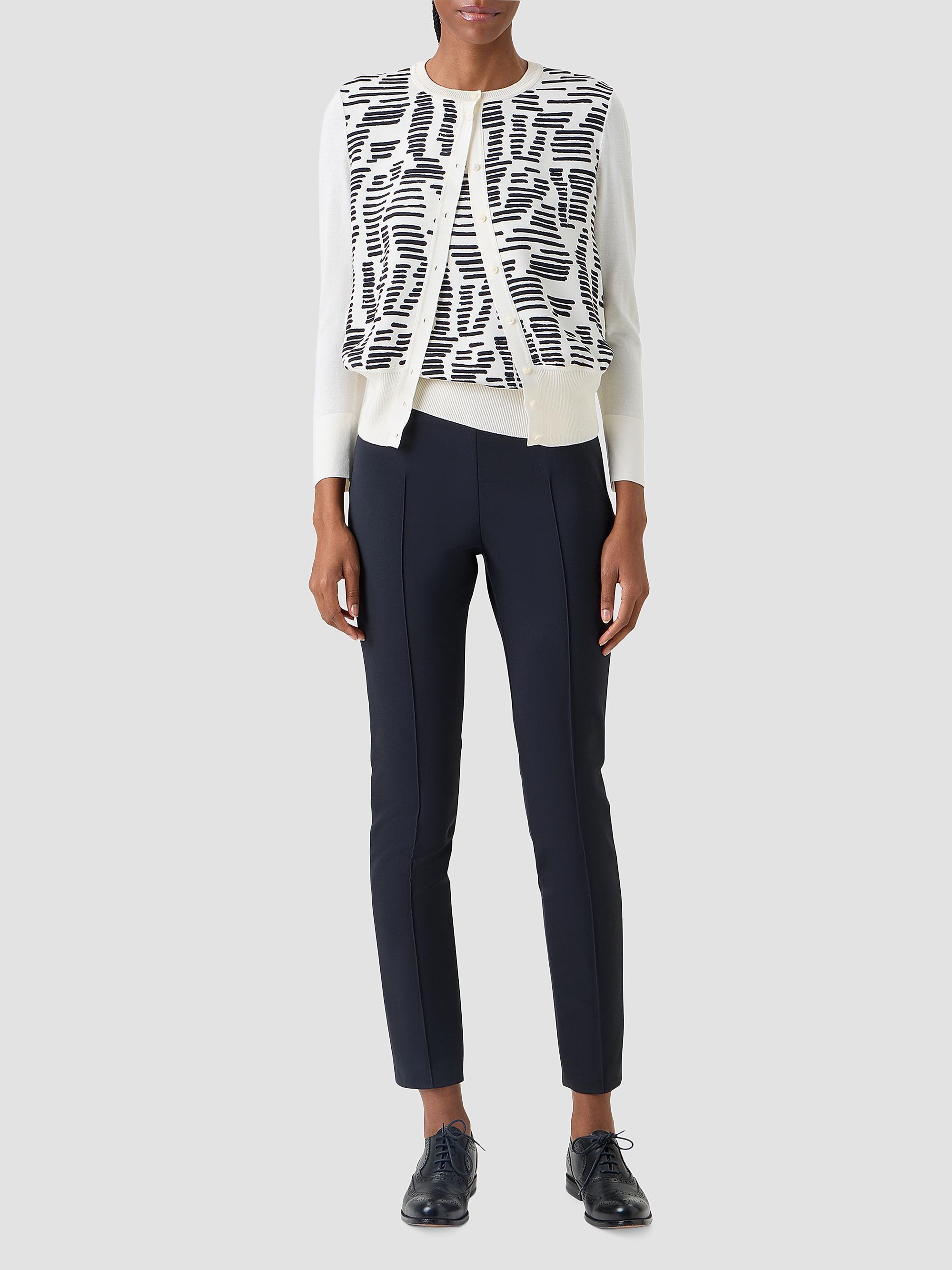 Akris Women's Printed Silk Long-Sleeve Cardigan - Ecru Black | Thumbnail 2