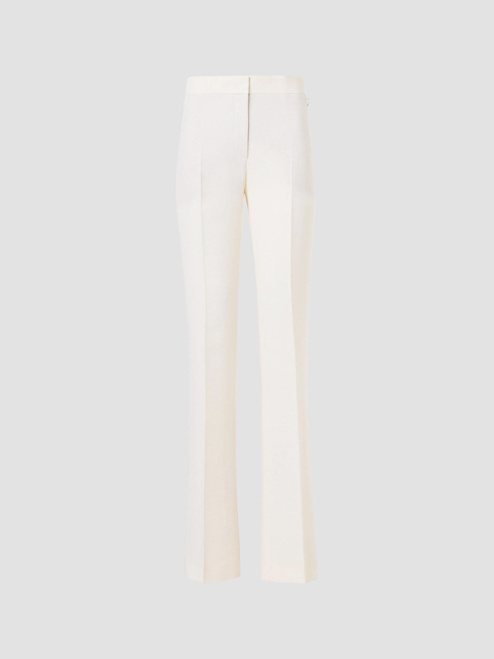 Akris Women's Carl Linen-Virgin Wool Straight-Leg Pants - Ecru