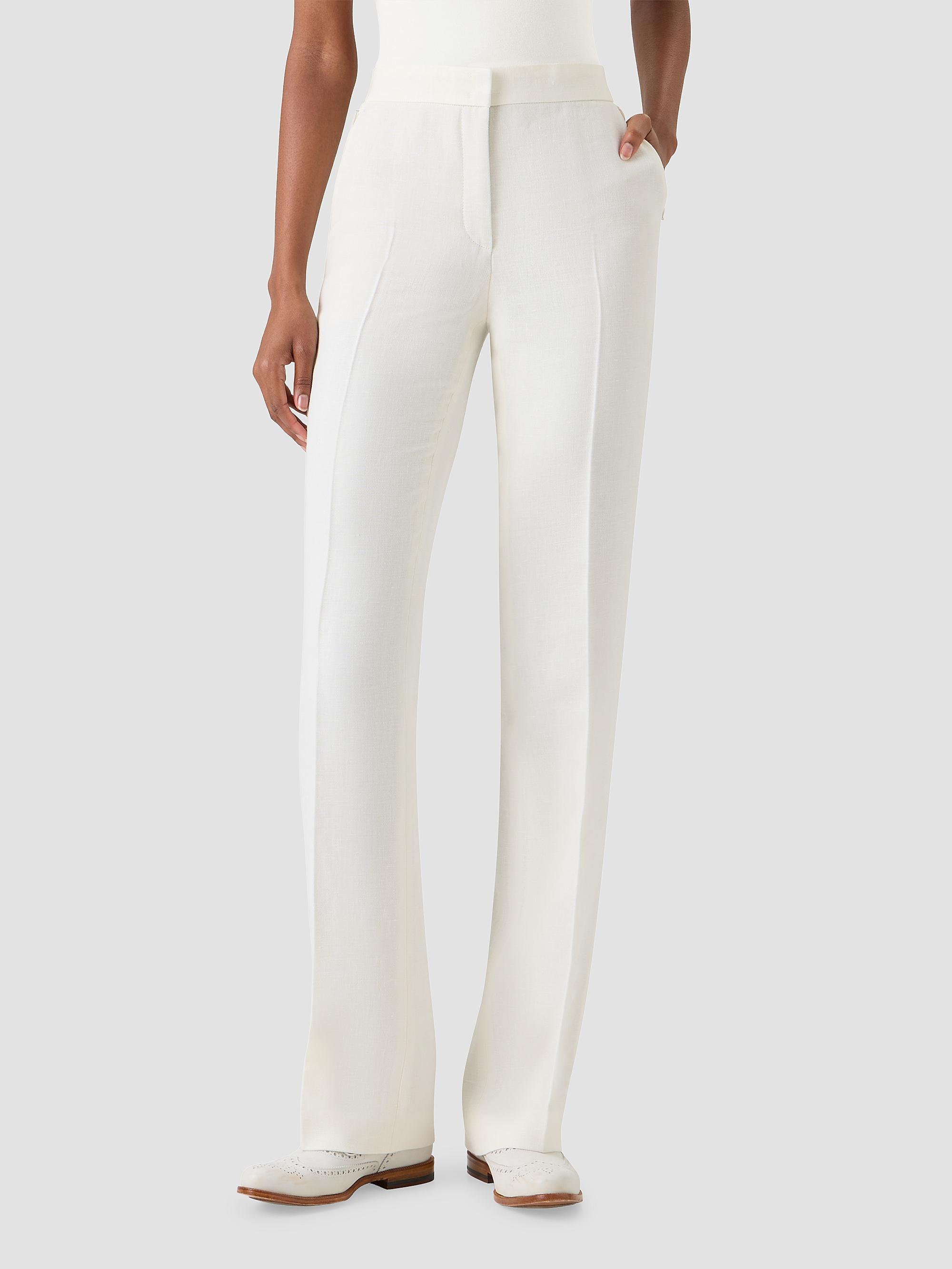 Akris Women's Carl Linen-Virgin Wool Straight-Leg Pants - Ecru | Thumbnail 4