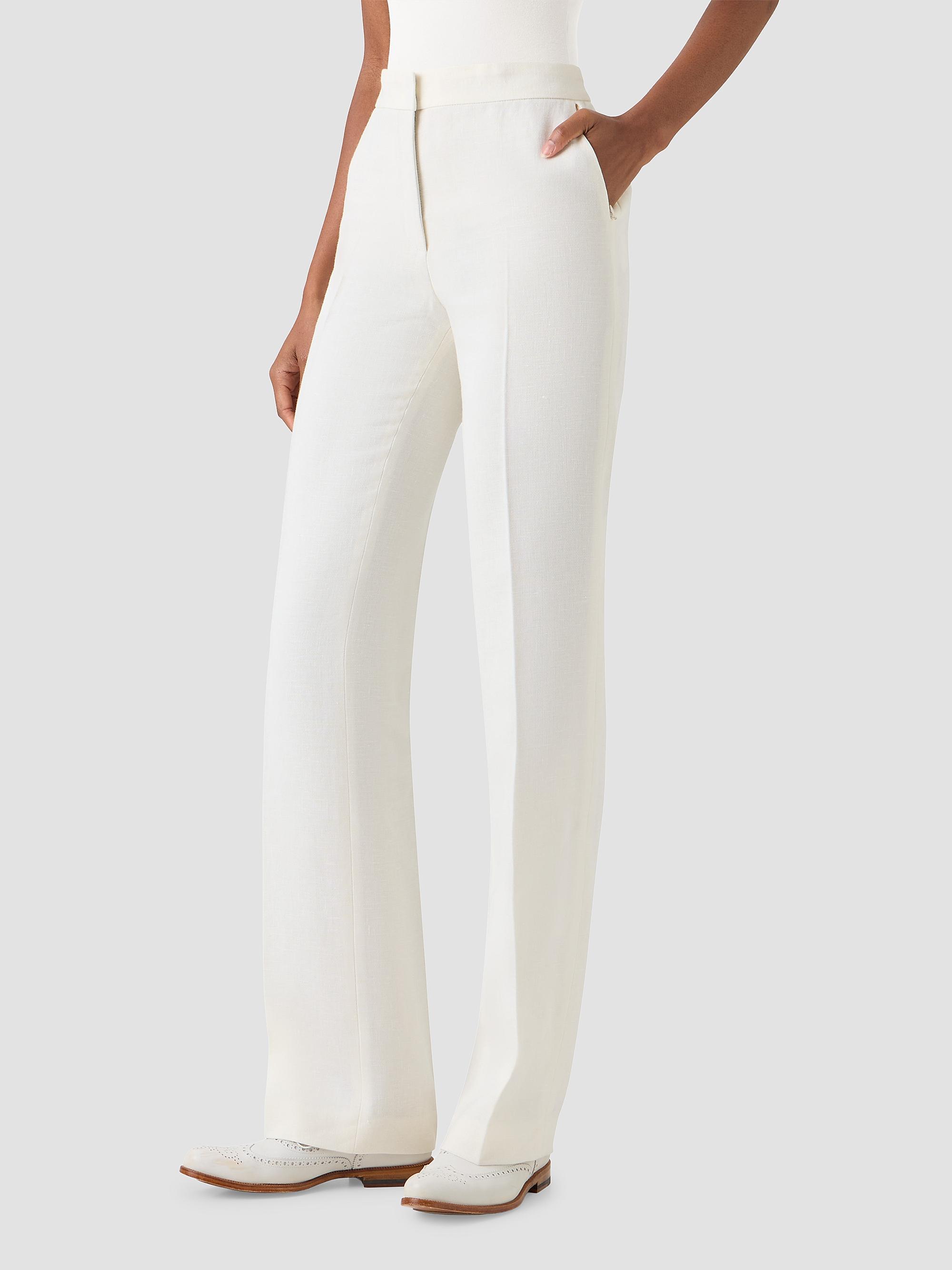 Akris Women's Carl Linen-Virgin Wool Straight-Leg Pants - Ecru | Thumbnail 6