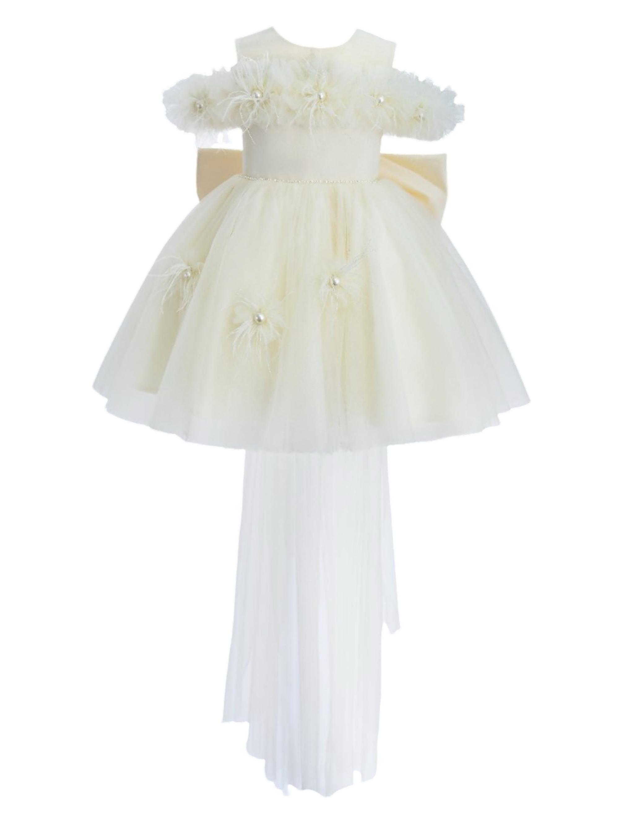 Tulleen Girl's Flower Embellishment Dress -