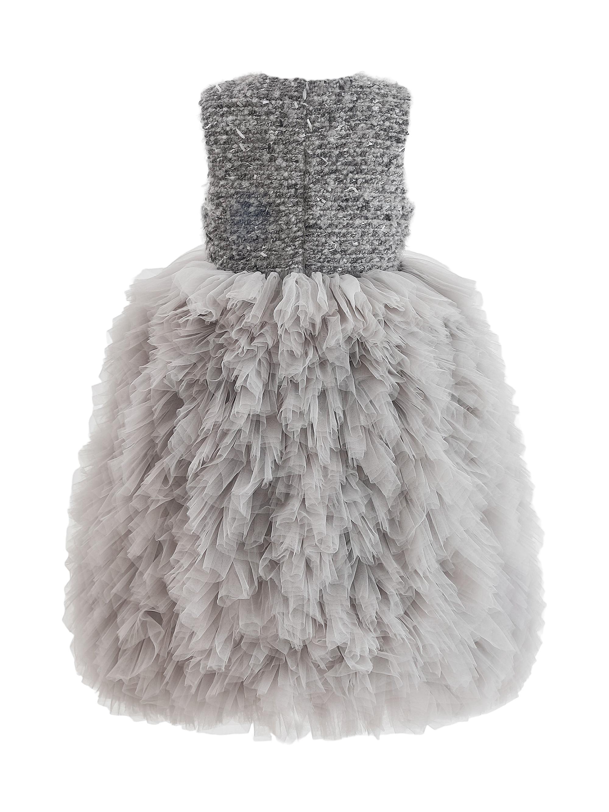 Little Girl's & Girl's Textured Bodice Tulle Dress