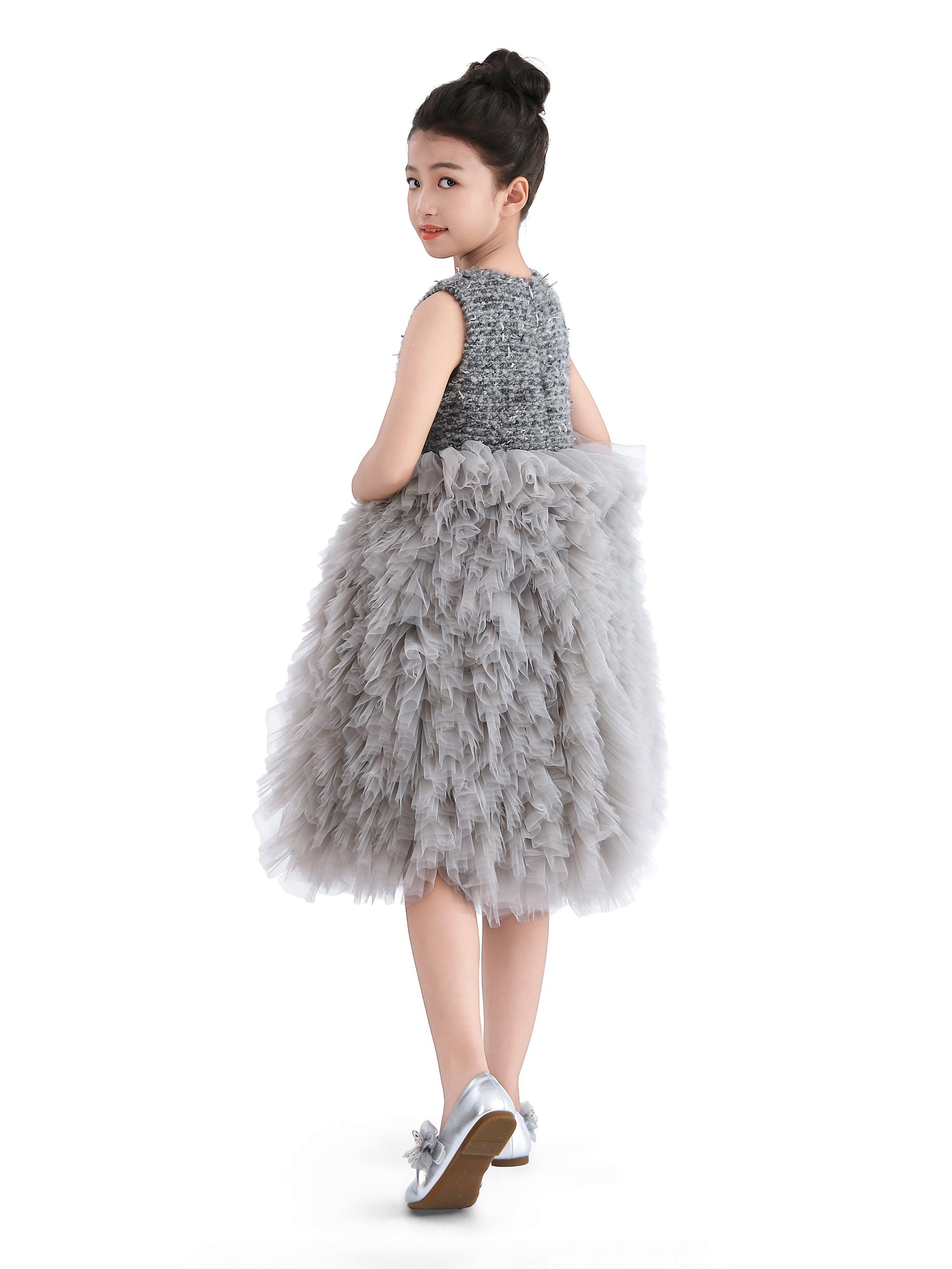 Little Girl's & Girl's Textured Bodice Tulle Dress