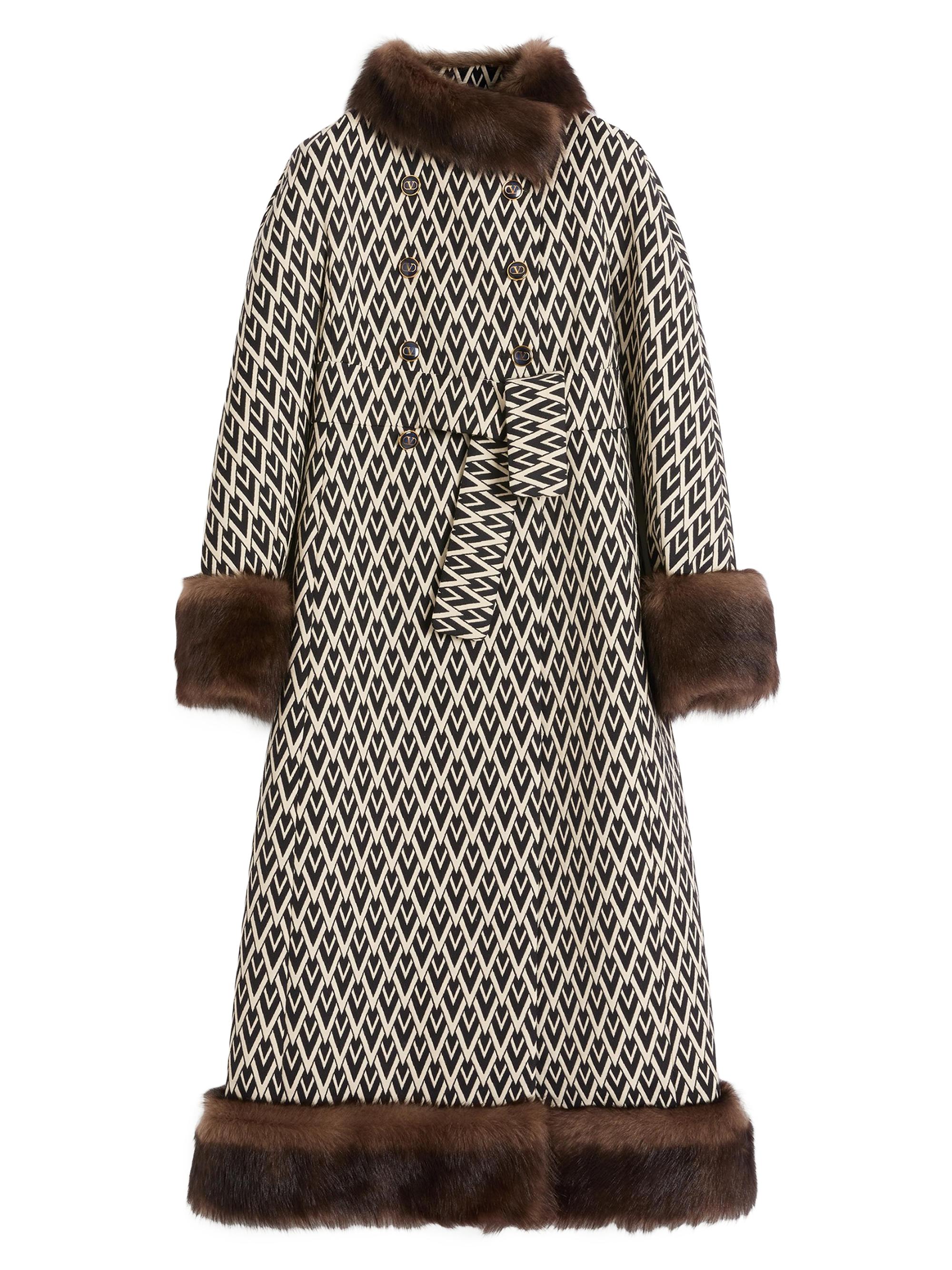 Valentino Garavani Women's Toute La V Jacquard Coat - Black Cream