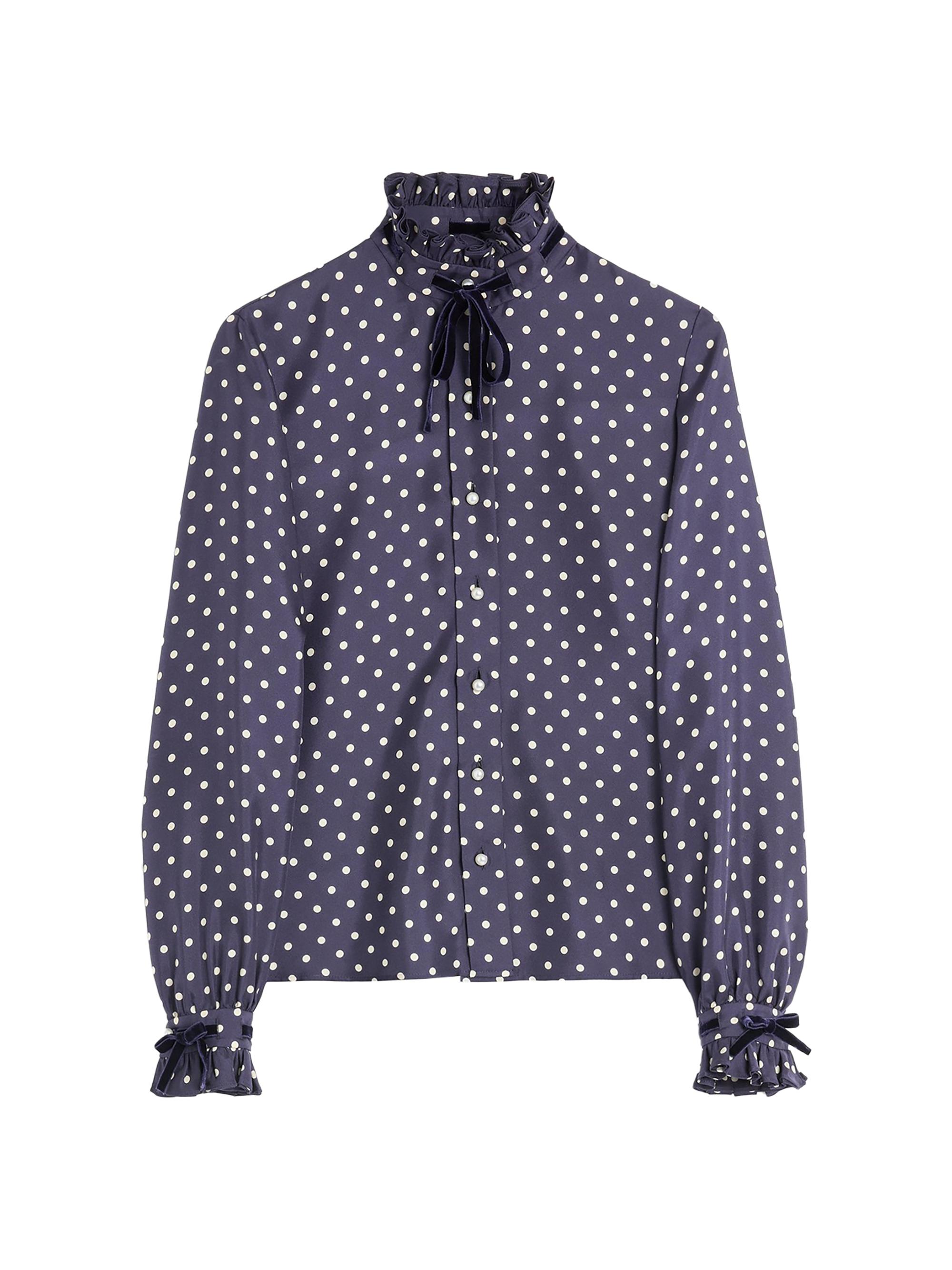 Valentino Garavani Women's Twill Shirt with Plus De Pois Print - Navy